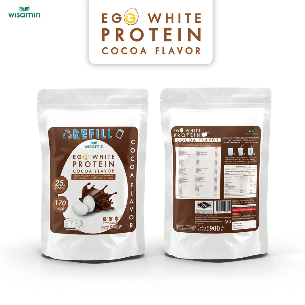 (รีฟิล) WISAMIN Egg White Protein ผงโปรตีนไข่ขาว 3 รสชาติ (ตราวิษามิน) 900 กรัม