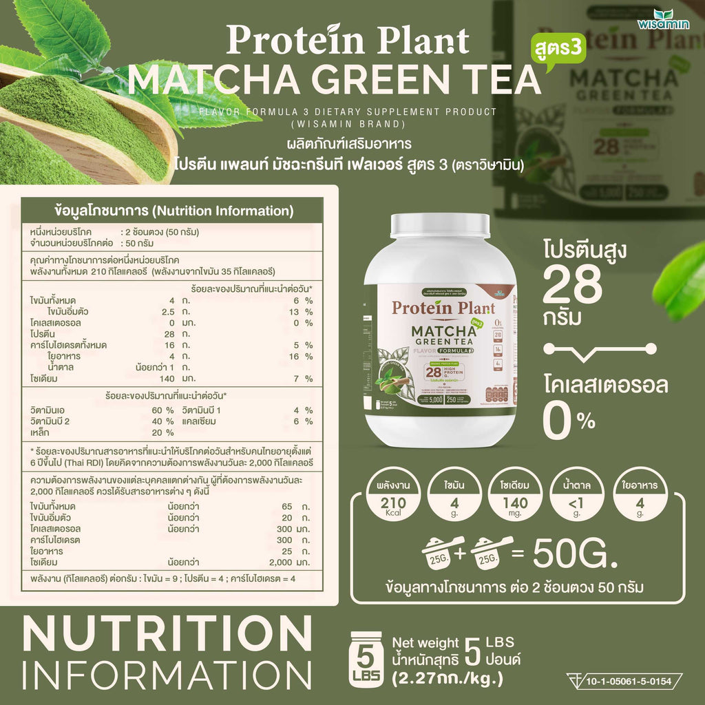 WISAMIN Protein Plant โปรตีนพืช สูตร 3 (ตราวิษามิน) 5 ปอนด์ 2.27kg