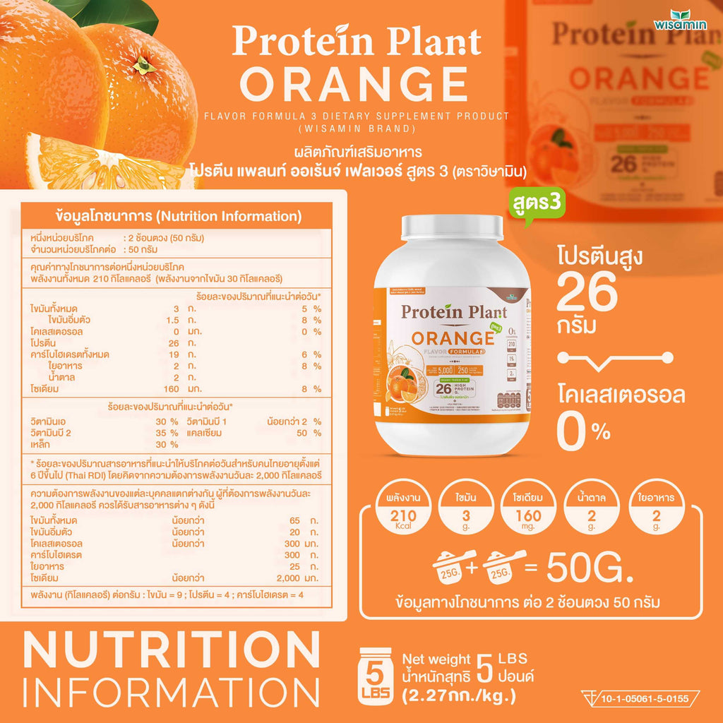 WISAMIN Protein Plant โปรตีนพืช สูตร 3 (ตราวิษามิน) 5 ปอนด์ 2.27kg