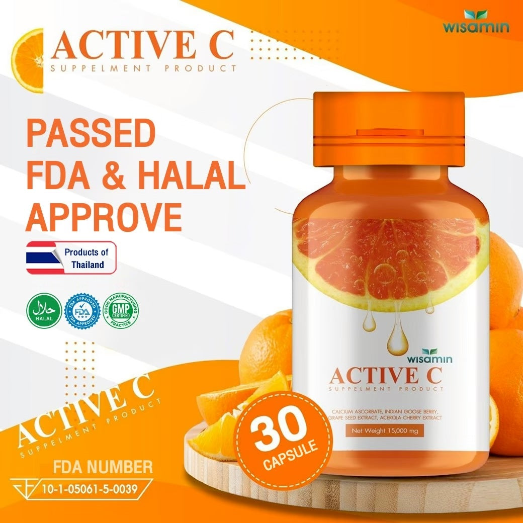 (ซื้อ 1 แถม 1) WISAMIN Active-C แอคทีฟซี วิตามินซี 500 mg (ตราวิษามิน) รวม 60 แคปซูล