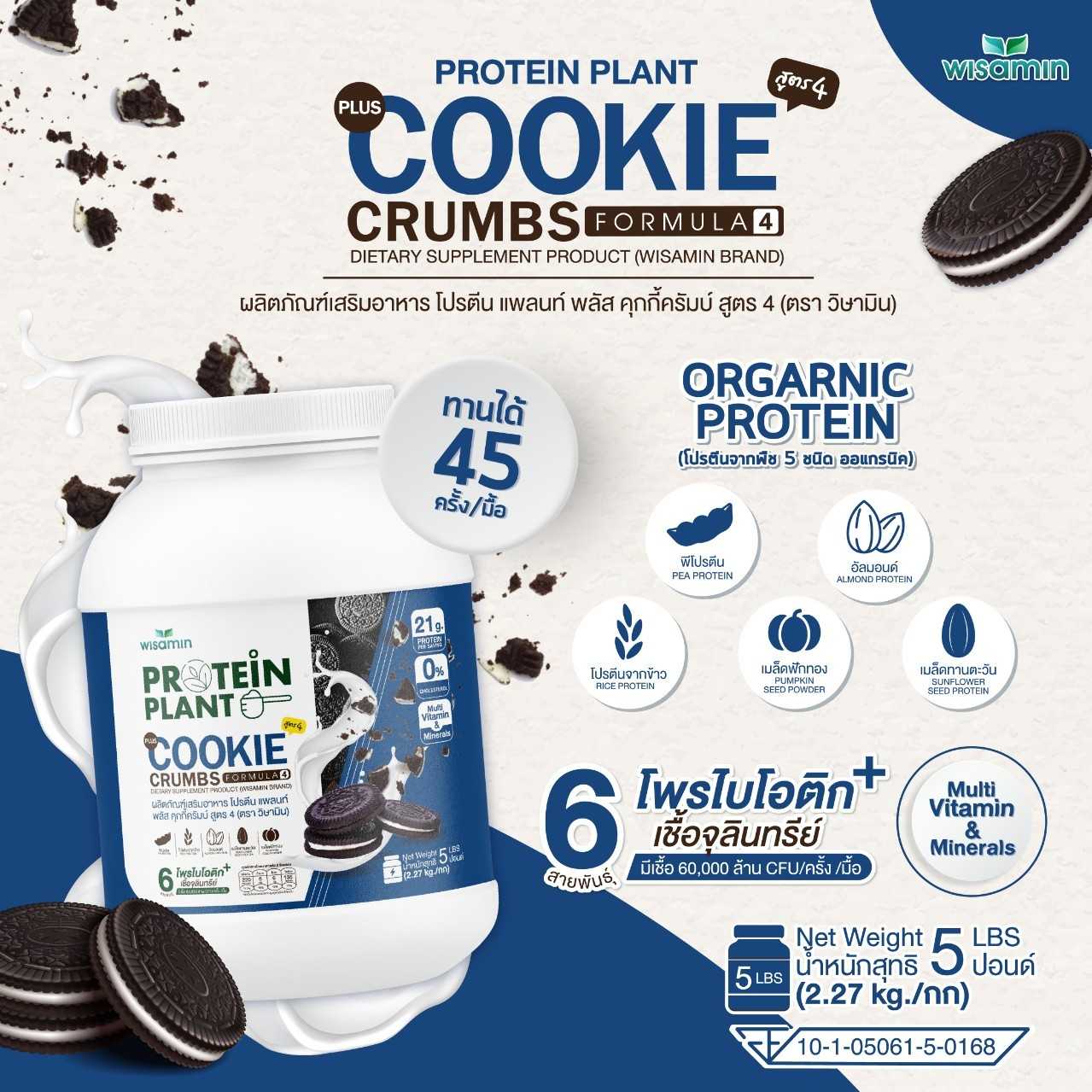 WISAMIN Protein Plant โปรตีนพืช สูตร 4 (ตราวิษามิน) 5 ปอนด์ 2.27kg