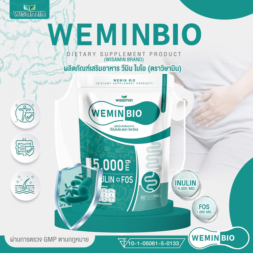 ซื้อ 1 แถม 1 WISAMIN Wemin Bio วีมิน ไบโอ พรีไบโอติก (ตราวิษามิน) รวม 120 ซอง