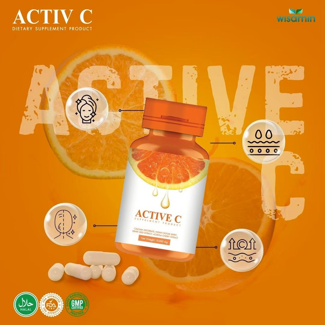 (ซื้อ 1 แถม 1) WISAMIN Active-C แอคทีฟซี วิตามินซี 500 mg (ตราวิษามิน) รวม 60 แคปซูล
