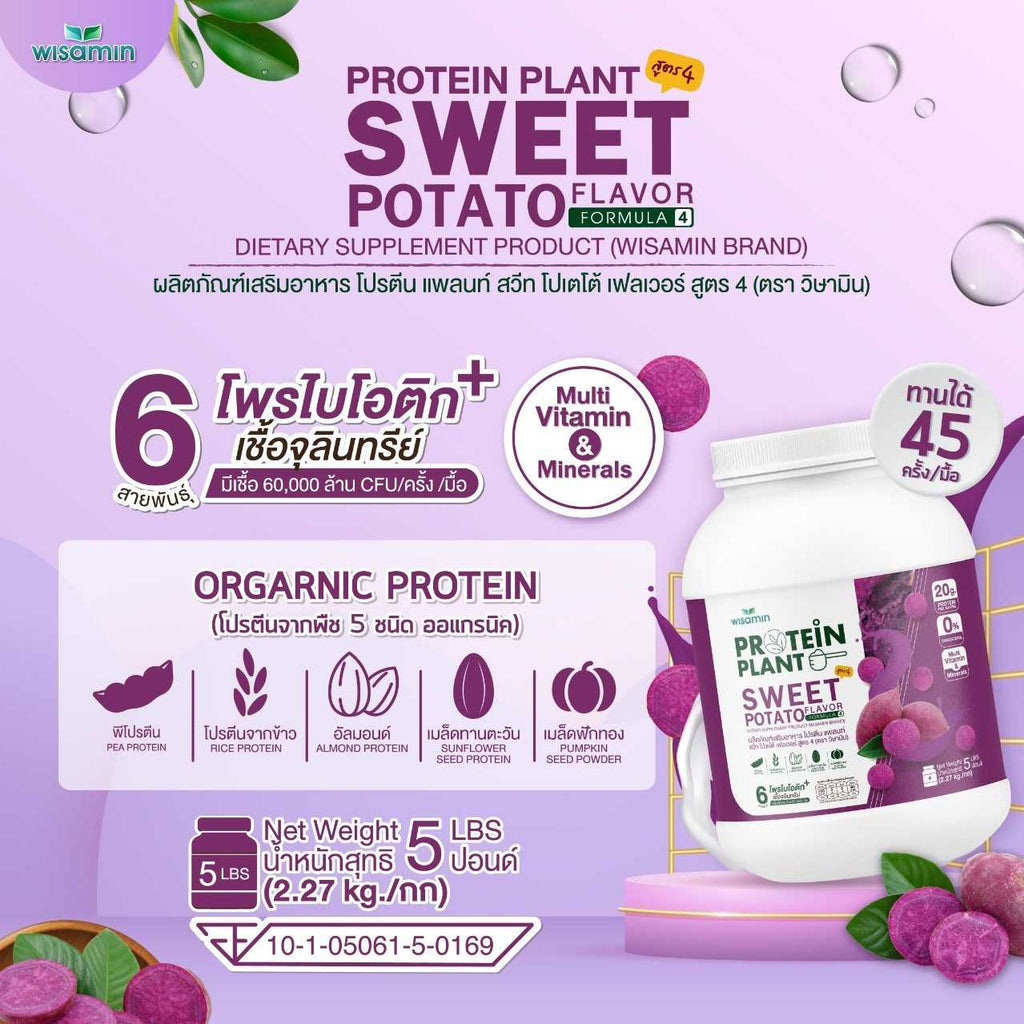 WISAMIN Protein Plant โปรตีนพืช สูตร 4 (ตราวิษามิน) 5 ปอนด์ 2.27kg