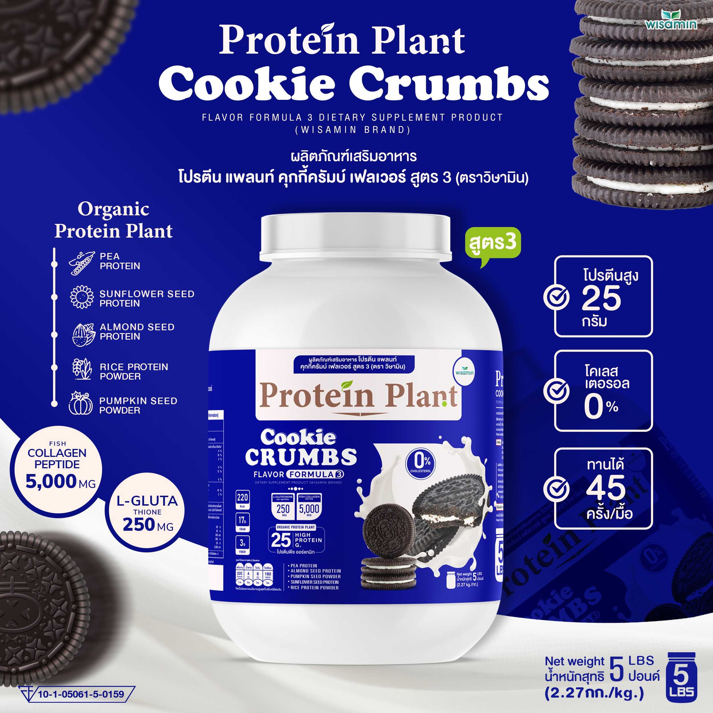 WISAMIN Protein Plant โปรตีนพืช สูตร 3 (ตราวิษามิน) 5 ปอนด์ 2.27kg