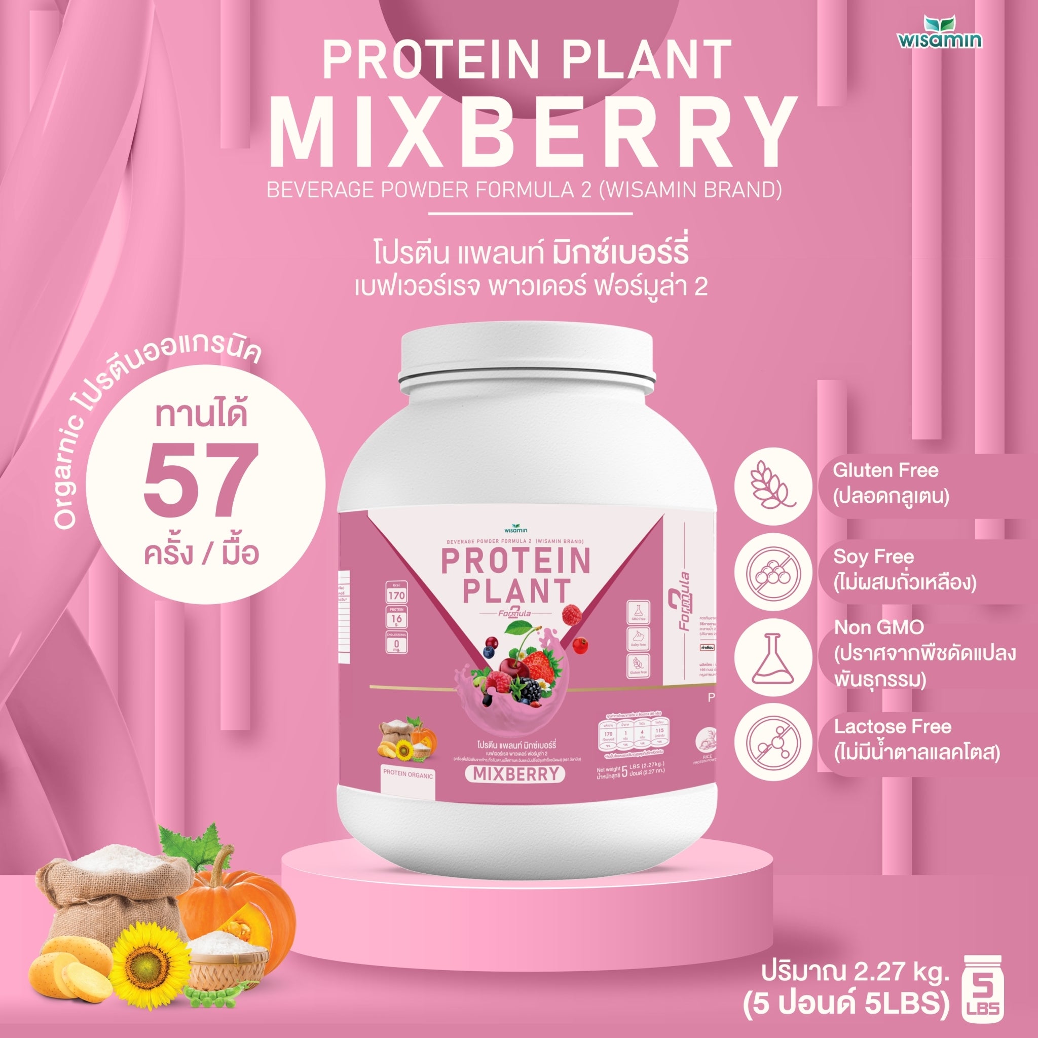 WISAMIN Protein Plant โปรตีนพืช สูตร 2 (ตราวิษามิน) 5 ปอนด์ 2.27kg