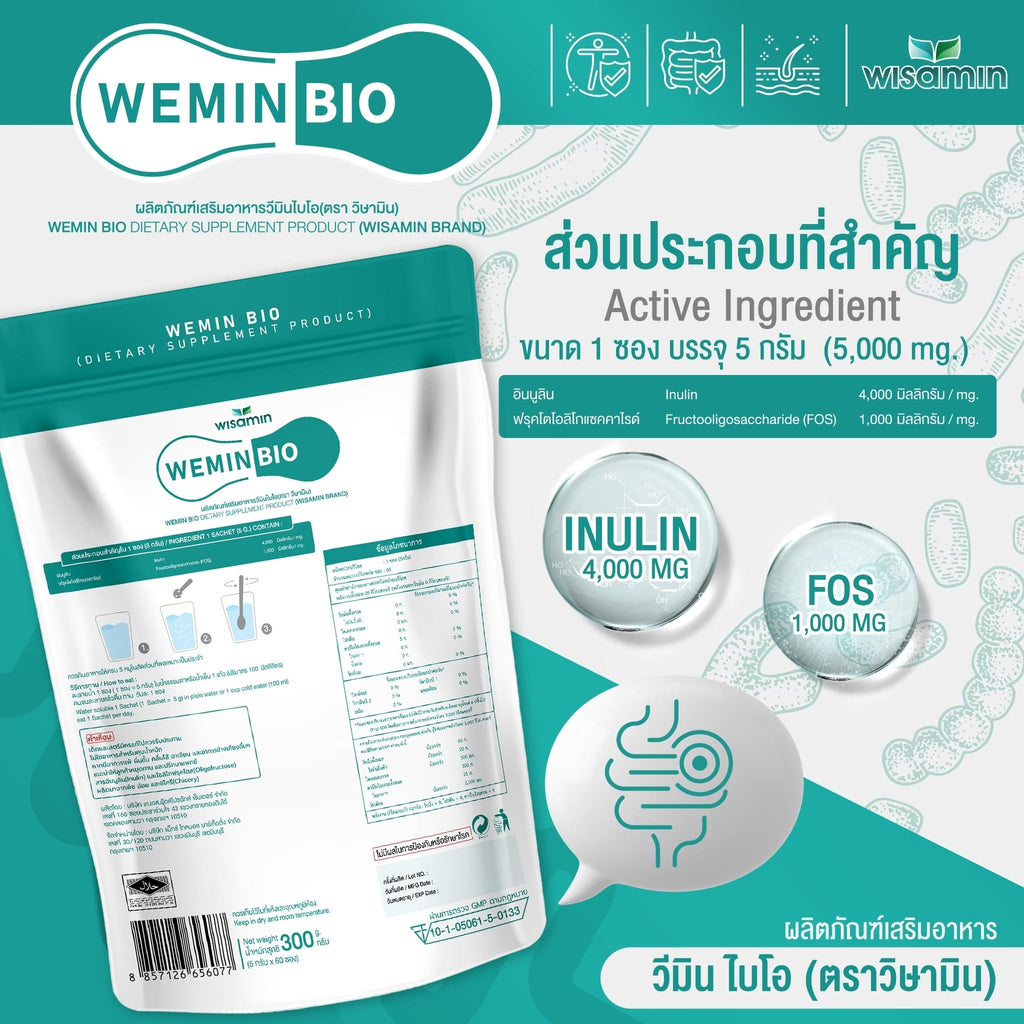 (เซต 3 ถุง) WISAMIN Wemin Bio 60 ซอง + Posh Biowemin 30 ซอง + Posh Bio Gluta Plus 30 ซอง (ตราวิษามิน)