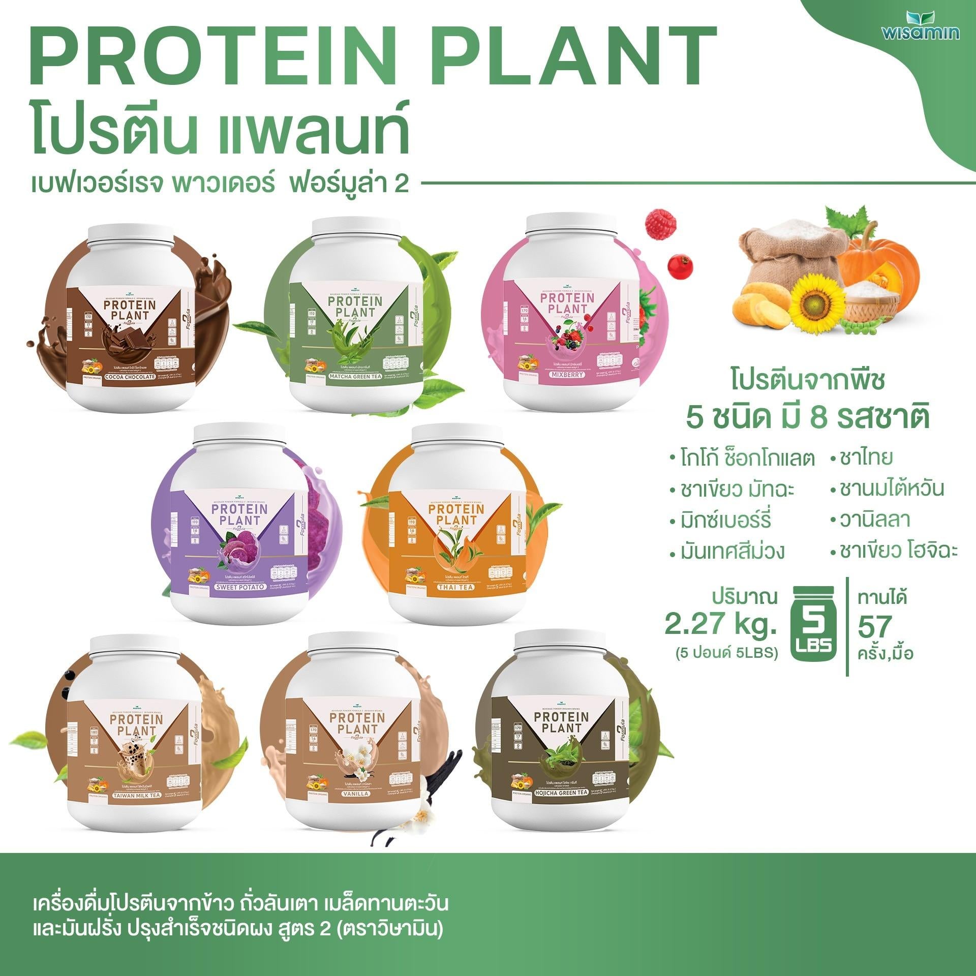 WISAMIN Protein Plant โปรตีนพืช สูตร 2 (ตราวิษามิน) 5 ปอนด์ 2.27kg