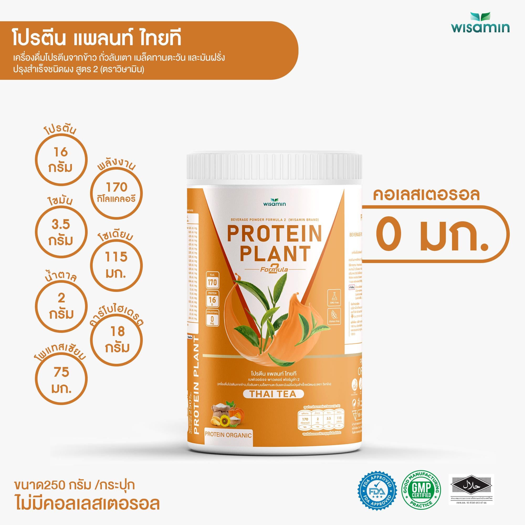 ซื้อ 1 แถม 1 WISAMIN Protein Plant โปรตีนพืช สูตร 2 (ตราวิษามิน) 2 กระปุก รวม 500 กรัม