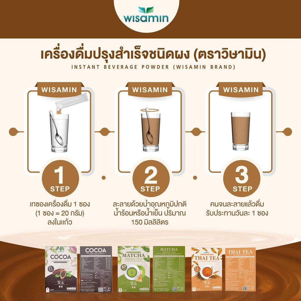 WISAMIN Instant Beverage Powder เครื่องดื่มปรุงสำเร็จชนิดผง (ตราวิษามิน) 7 ซอง