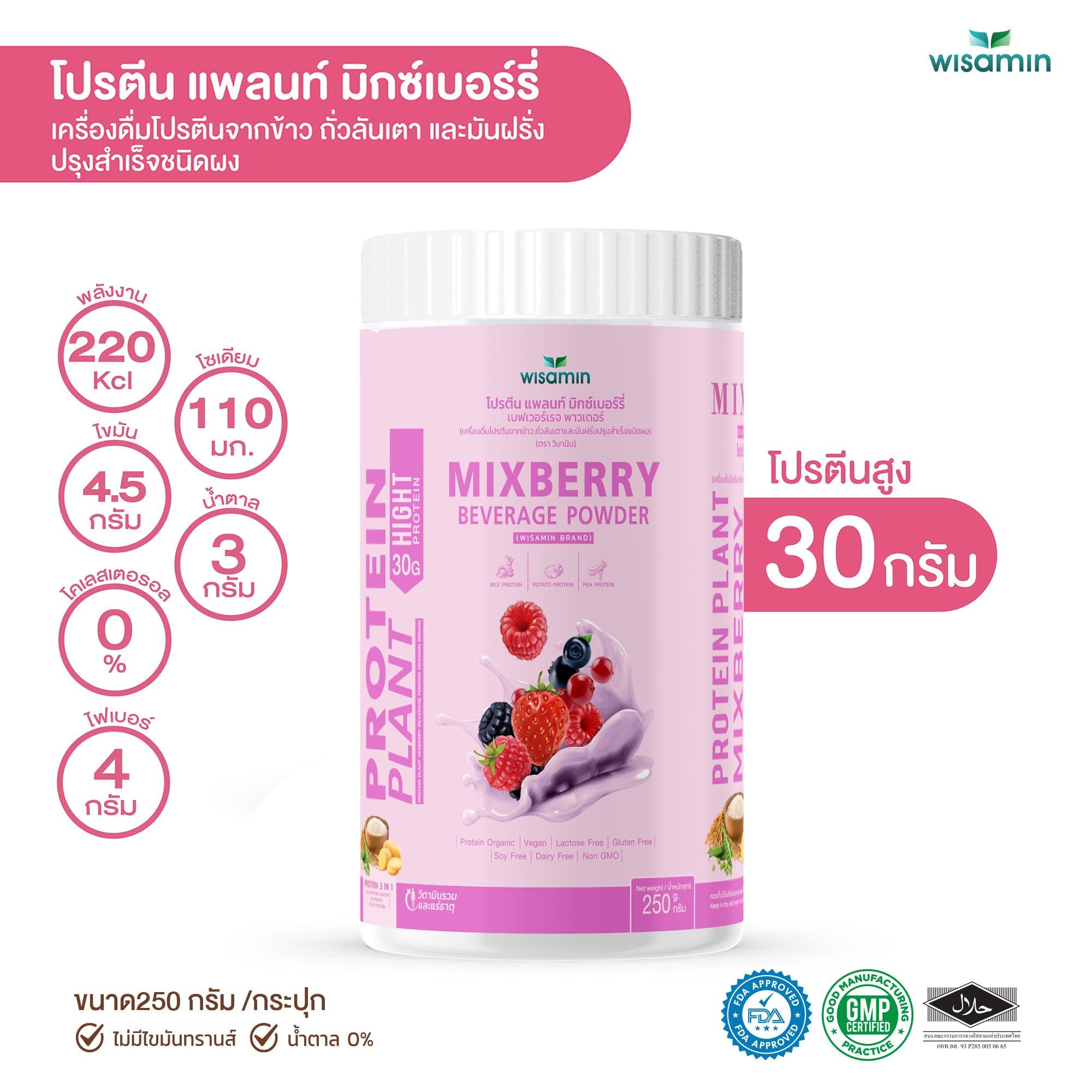 ซื้อ 1 แถม 1 WISAMIN Protein Plant โปรตีนพืช สูตร 1 (ตราวิษามิน) 2 กระปุก รวม 500 กรัม