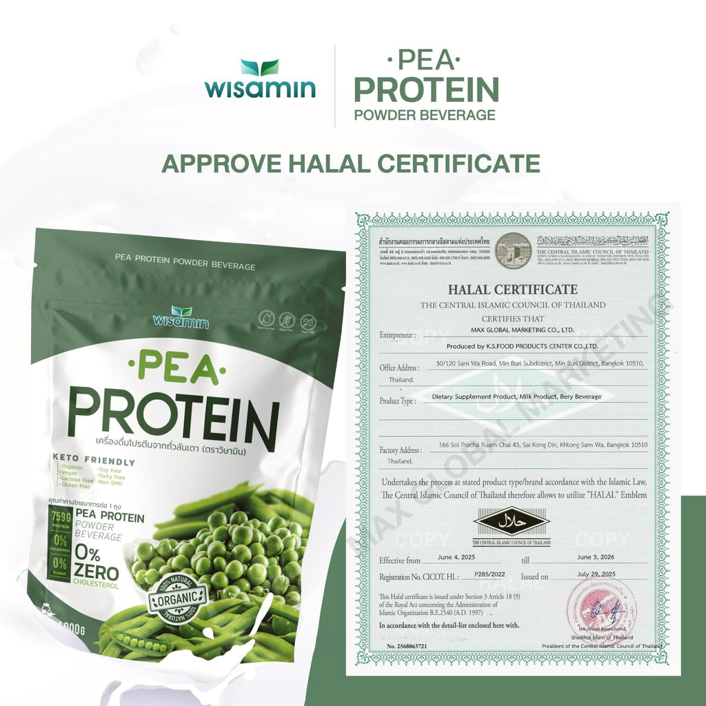 WISAMIN Pea Protein Isolate พีโปรตีนไอโซเลท (ตราวิษามิน) ปริมาณ 1kg (1,000g)
