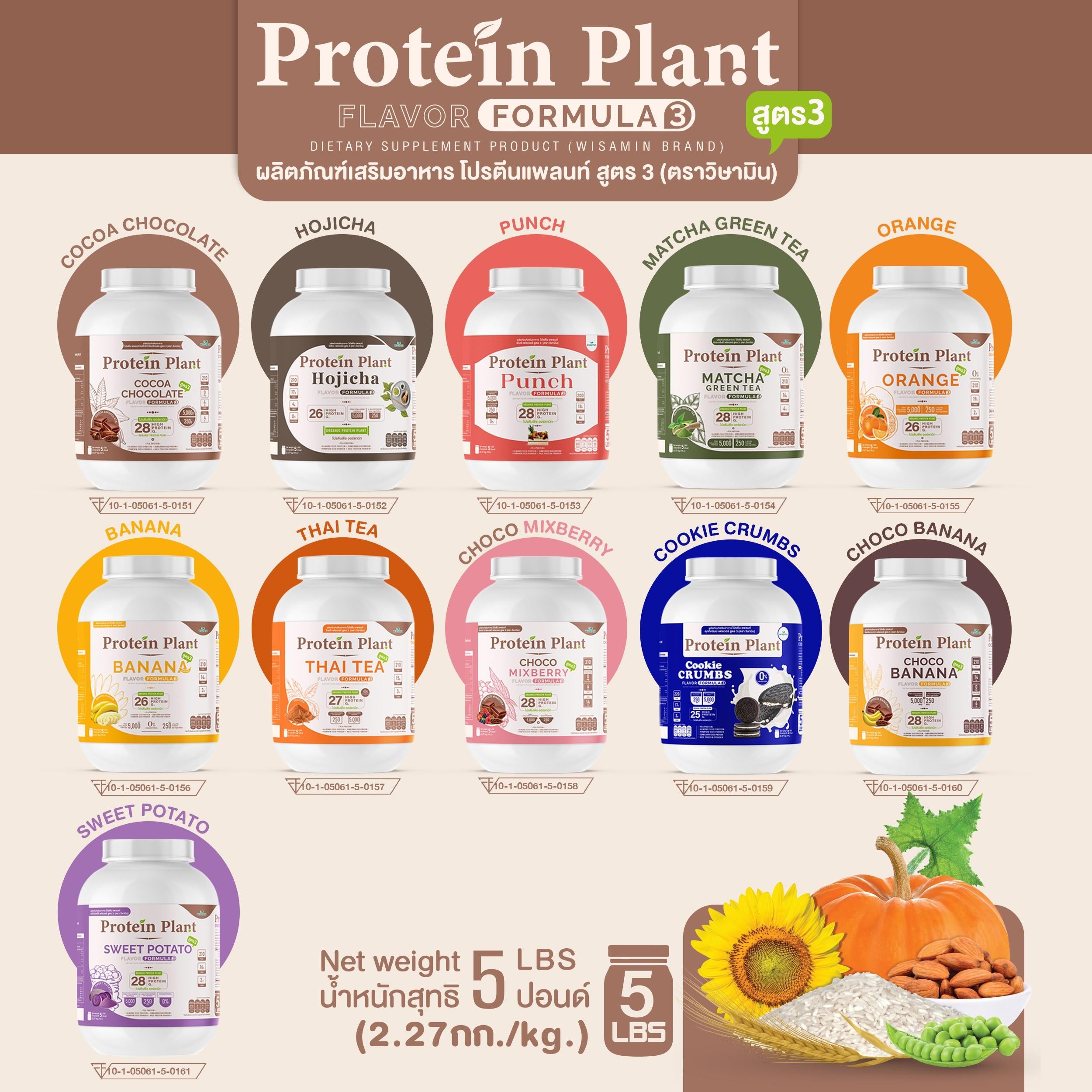 WISAMIN Protein Plant โปรตีนพืช สูตร 3 (ตราวิษามิน) 5 ปอนด์ 2.27kg