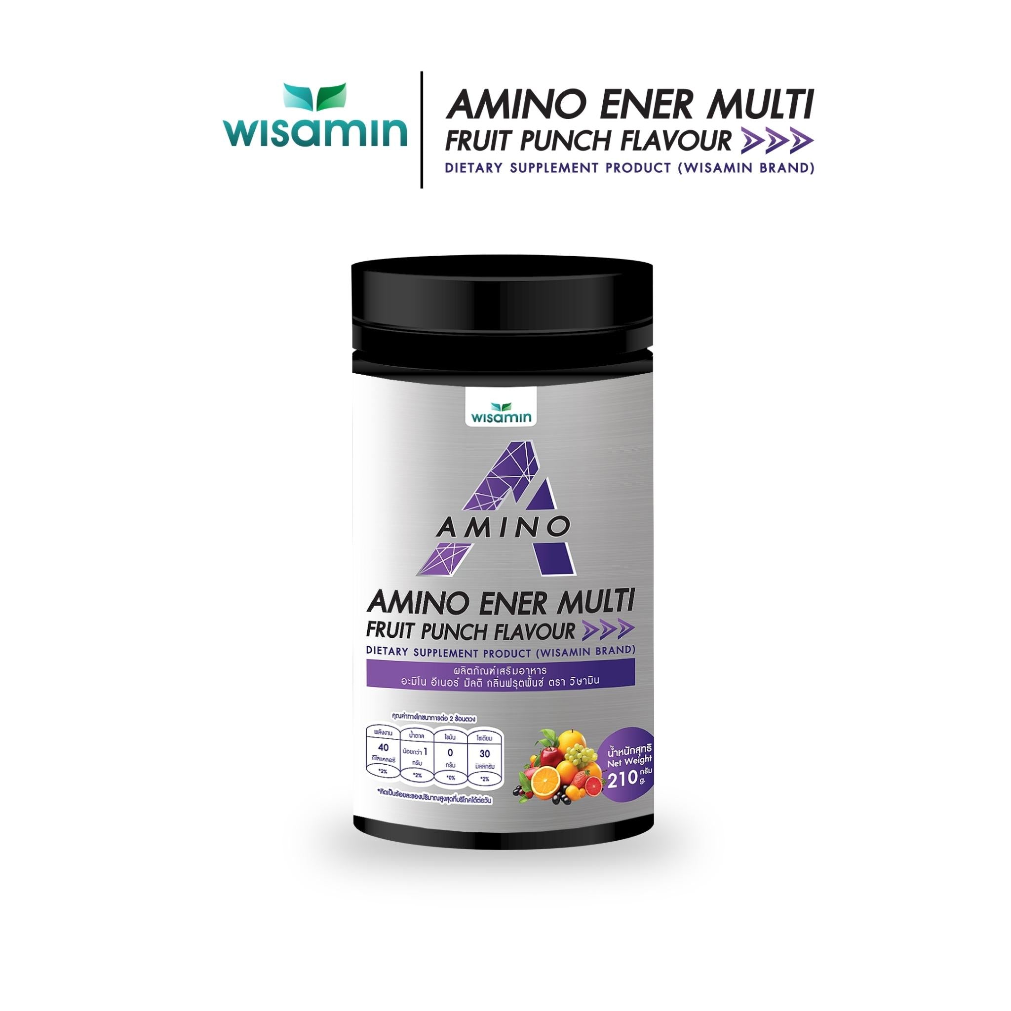 WISAMIN Amino Ener Multi พรีเวิร์คเอ้าท์ กลิ่นฟรุตพั้นช์ (ตราวิษามิน) 210 กรัม