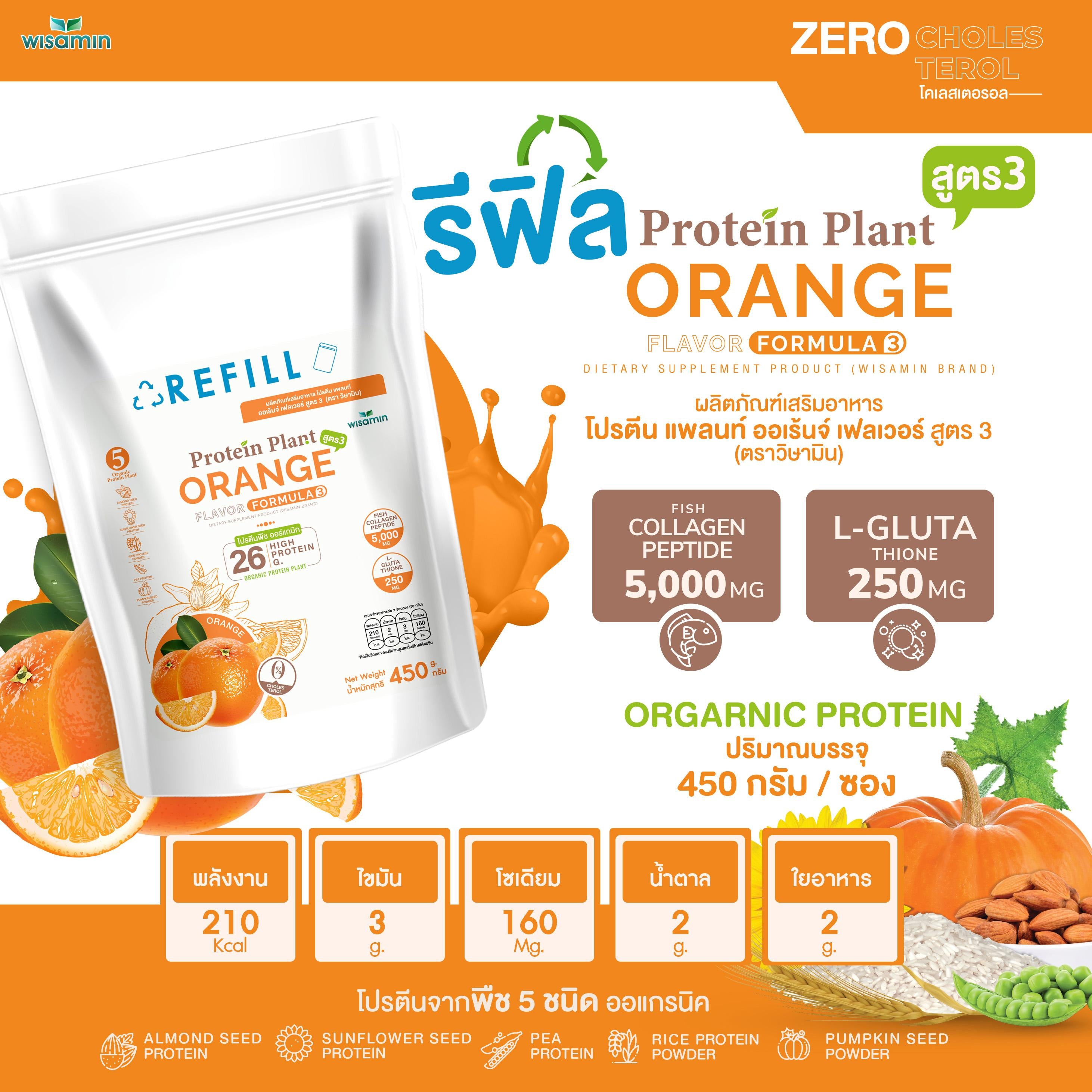WISAMIN Protein Plant โปรตีนพืช สูตร 3 (ตราวิษามิน) ชนิดถุงรีฟิล 450 กรัม