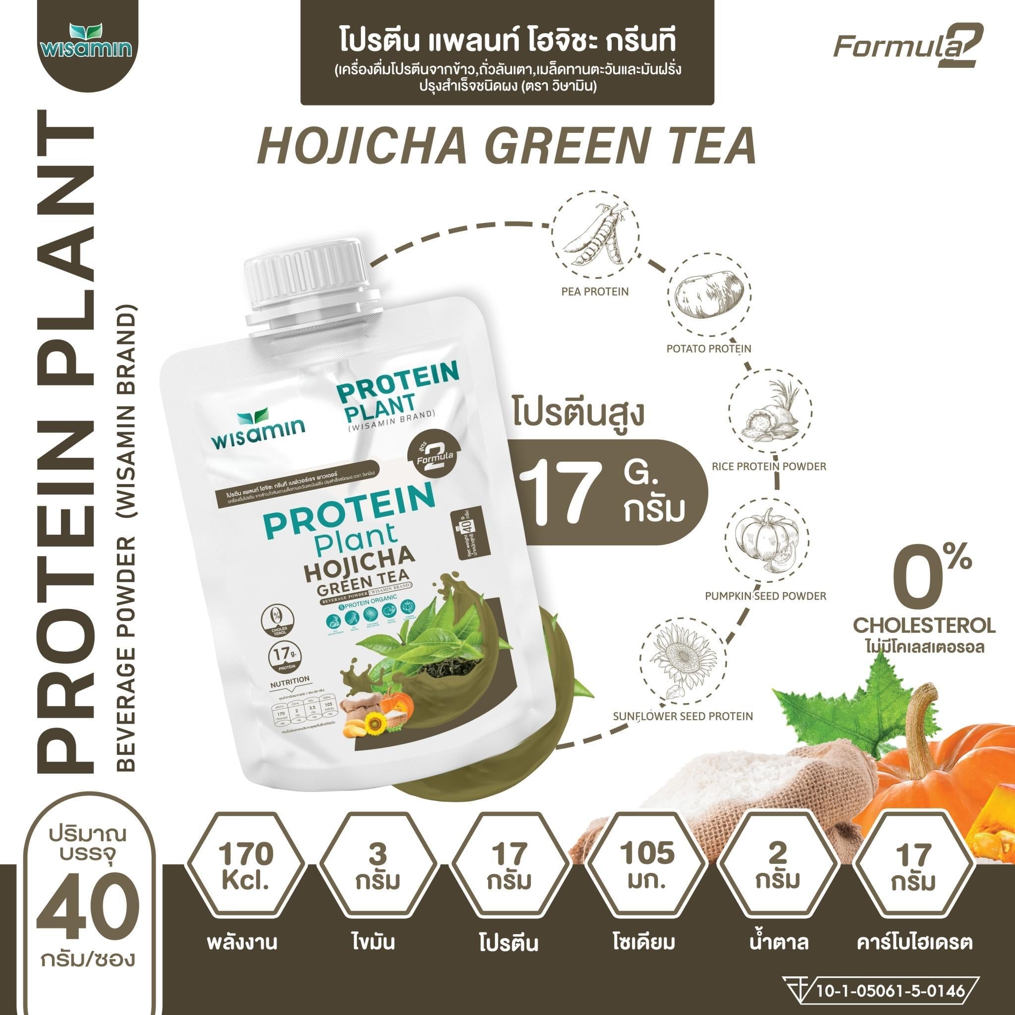 WISAMIN Protein Plant โปรตีนพืช สูตร 2 (ตราวิษามิน) ชนิดซอง 40 กรัม