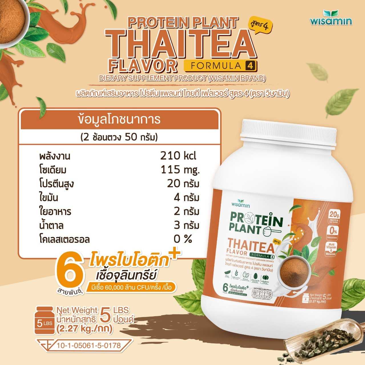 WISAMIN Protein Plant โปรตีนพืช สูตร 4 (ตราวิษามิน) 5 ปอนด์ 2.27kg