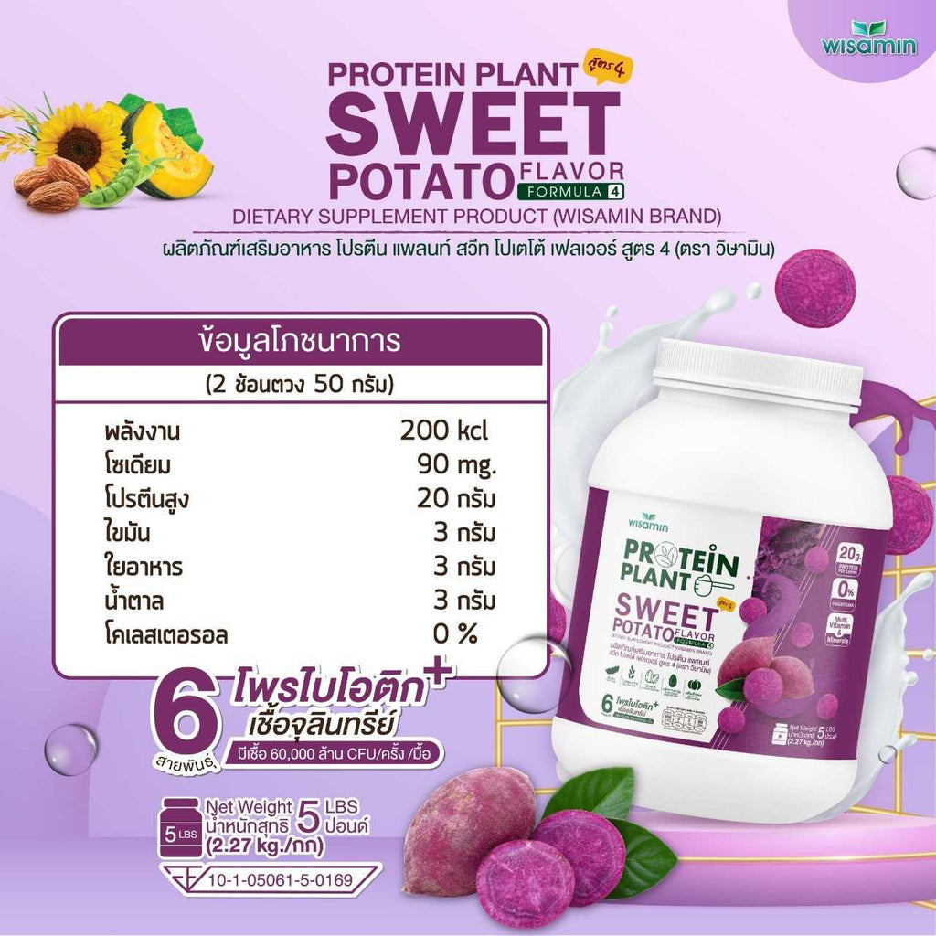 WISAMIN Protein Plant โปรตีนพืช สูตร 4 (ตราวิษามิน) 5 ปอนด์ 2.27kg