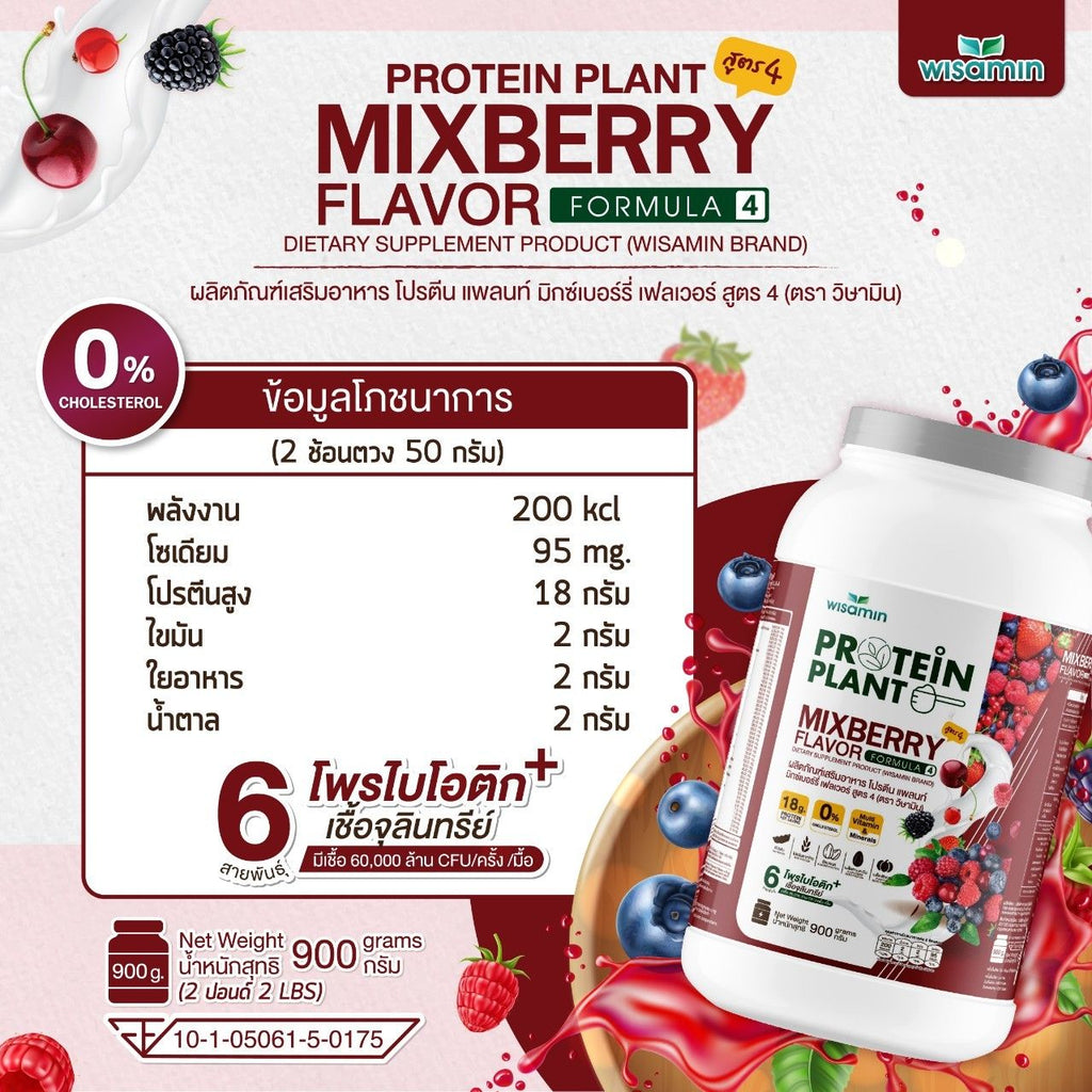 WISAMIN Protein Plant โปรตีนพืช สูตร 4 (ตราวิษามิน) 900 กรัม