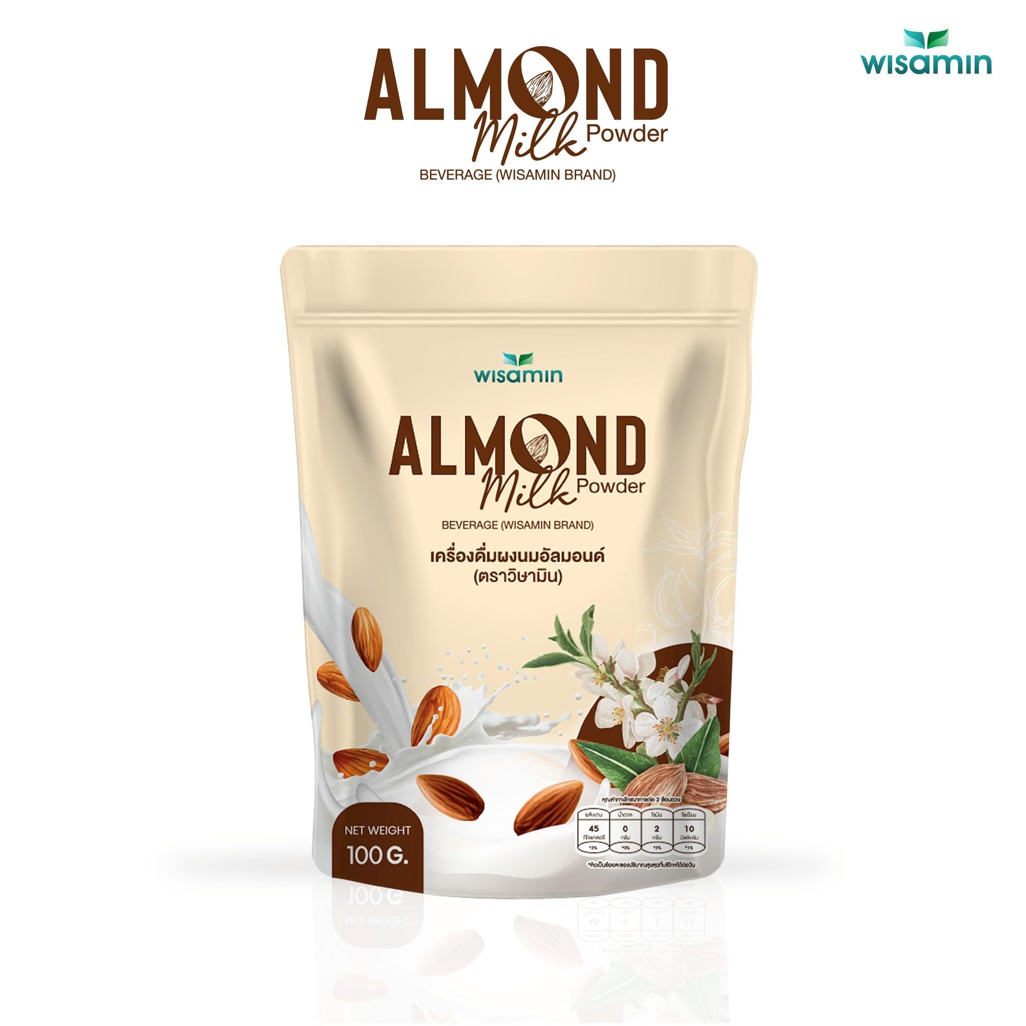 WISAMIN Almond Milk Powder เครื่องดื่มผงนมอัลมอนด์ (ตราวิษามิน) 100 กรัม