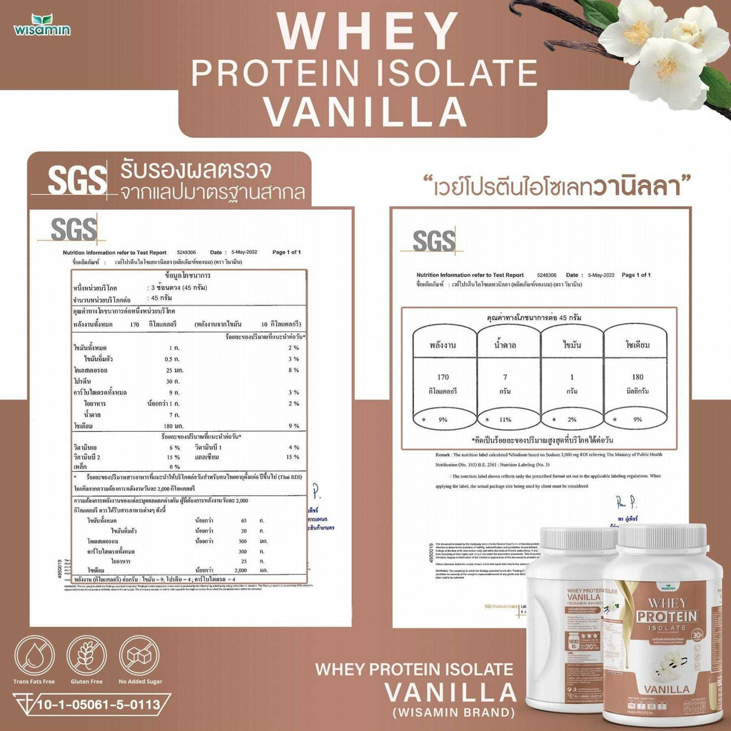 WISAMIN Whey Protein Isolate เวย์โปรตีน ไอโซเลท 11 รสชาติ (ตราวิษามิน) 900 กรัม 2lbs