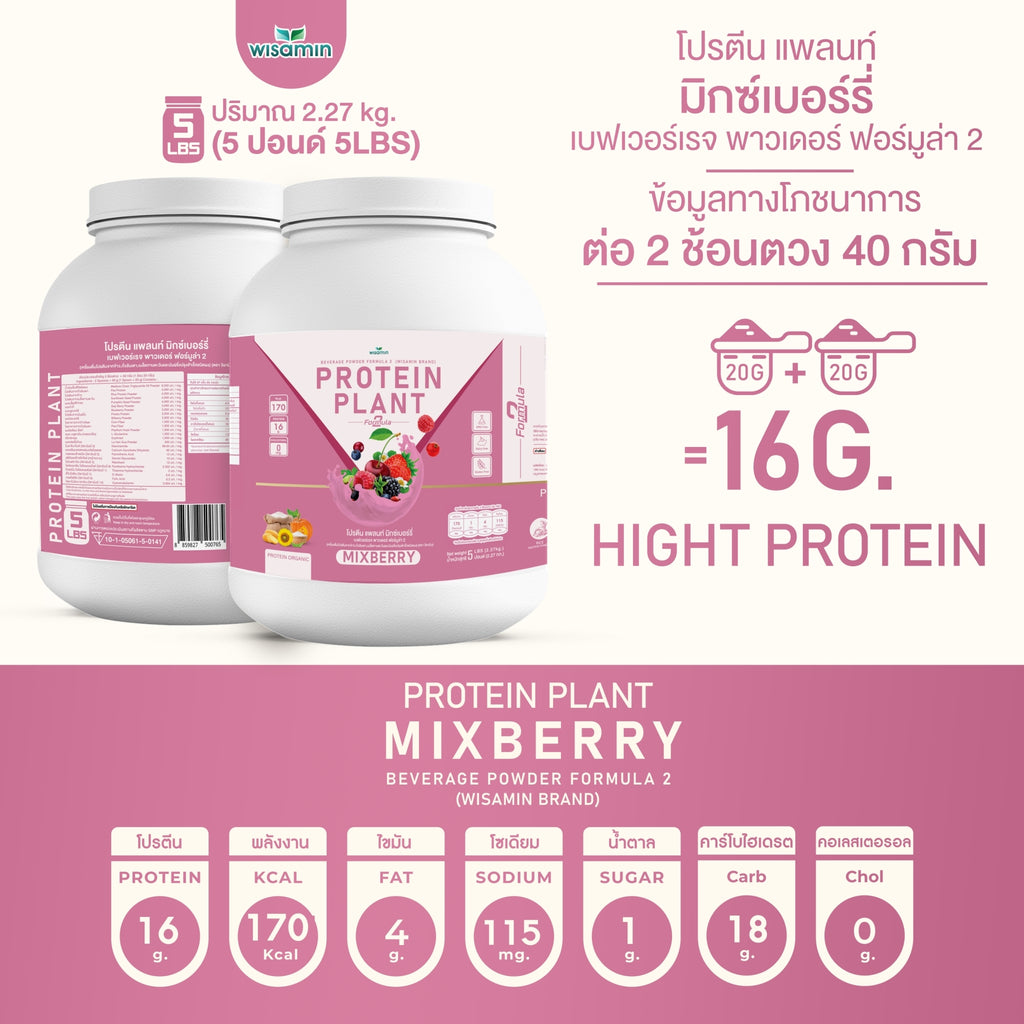 WISAMIN Protein Plant โปรตีนพืช สูตร 2 (ตราวิษามิน) 5 ปอนด์ 2.27kg