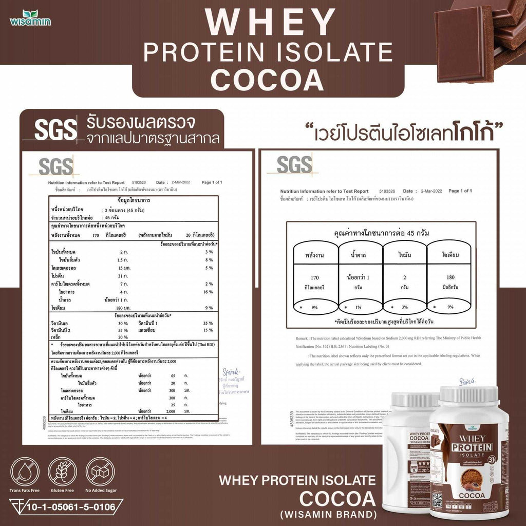 WISAMIN Whey Protein Isolate เวย์โปรตีน ไอโซเลท 11 รสชาติ (ตราวิษามิน) 900 กรัม 2lbs