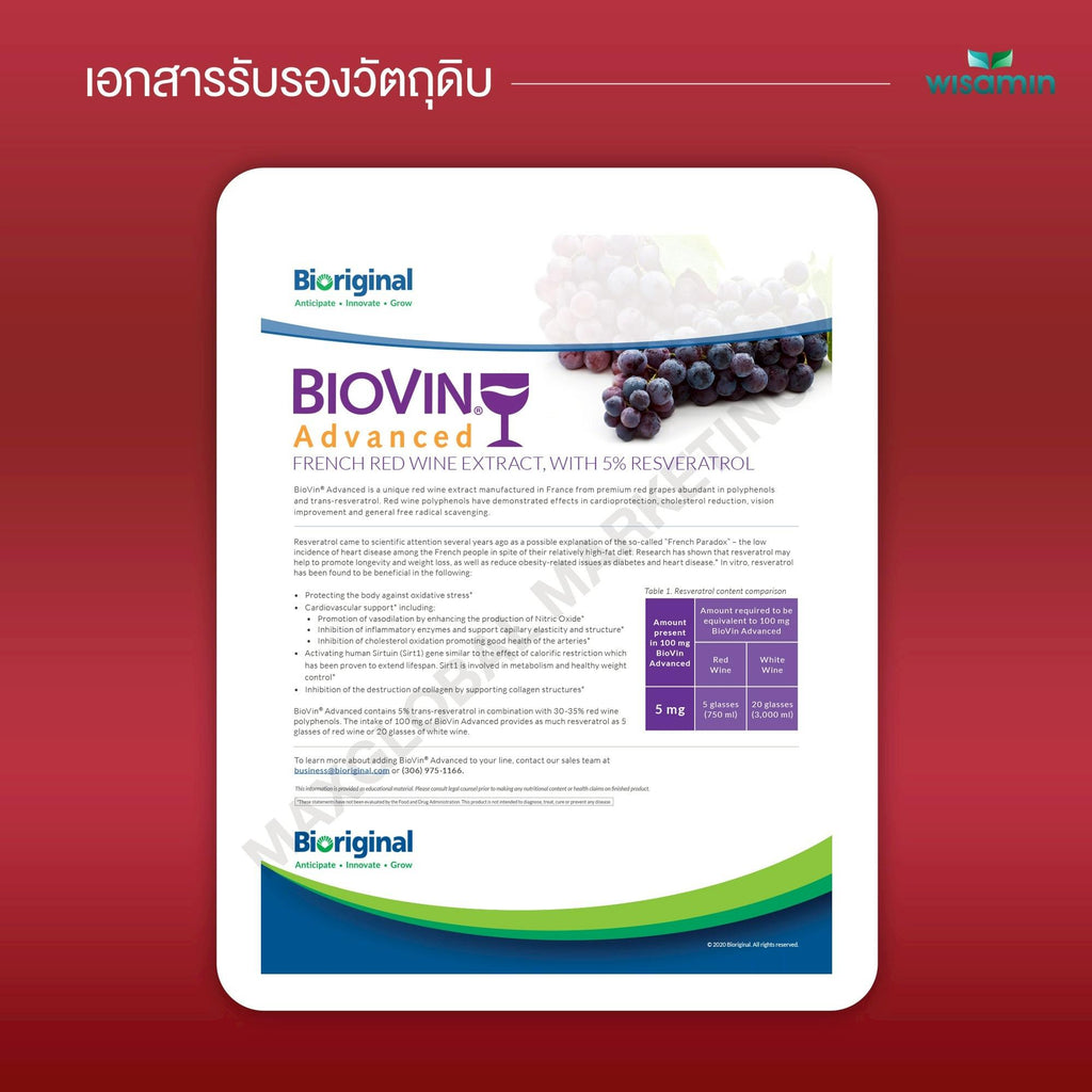 WISAMIN Resveratrol เรสเวอราทรอล สารสกัดเปลือกองุ่น (ตราวิษามิน) 30 แคปซูล