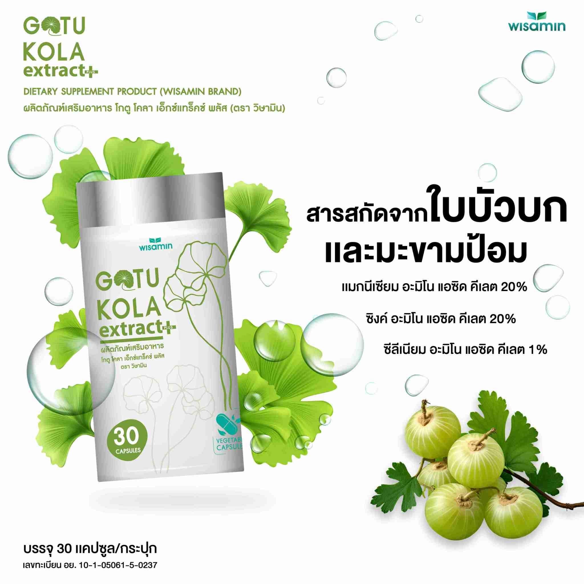 WISAMIN Gotu Kola Extract Plus สารสกัดจากใบบัวบก (ตราวิษามิน) 30 แคปซูล