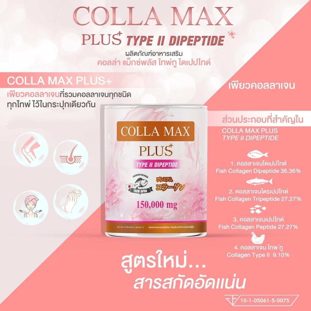 (ซื้อ 1 แถม 1) WISAMIN Colla-Max Plus คอลลาเจน ไทพ์ทู ไดเปปไทด์ (ตราวิษามิน) รวม 300 กรัม