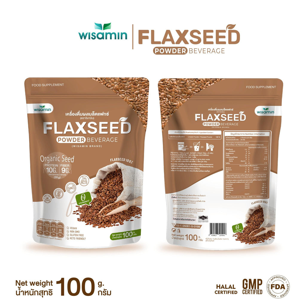 WISAMIN Flaxseed Powder ผงเมล็ดแฟกซ์ ออร์แกนิค (ตราวิษามิน) ปริมาณ 100 กรัม