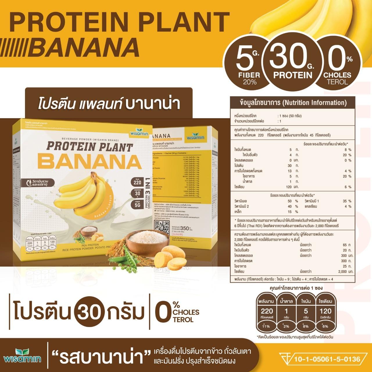 ซื้อ 1 แถม 1 WISAMIN Protein Plant โปรตีนพืช สูตร 1 (ตราวิษามิน) 2 กล่อง รวม 14 ซอง