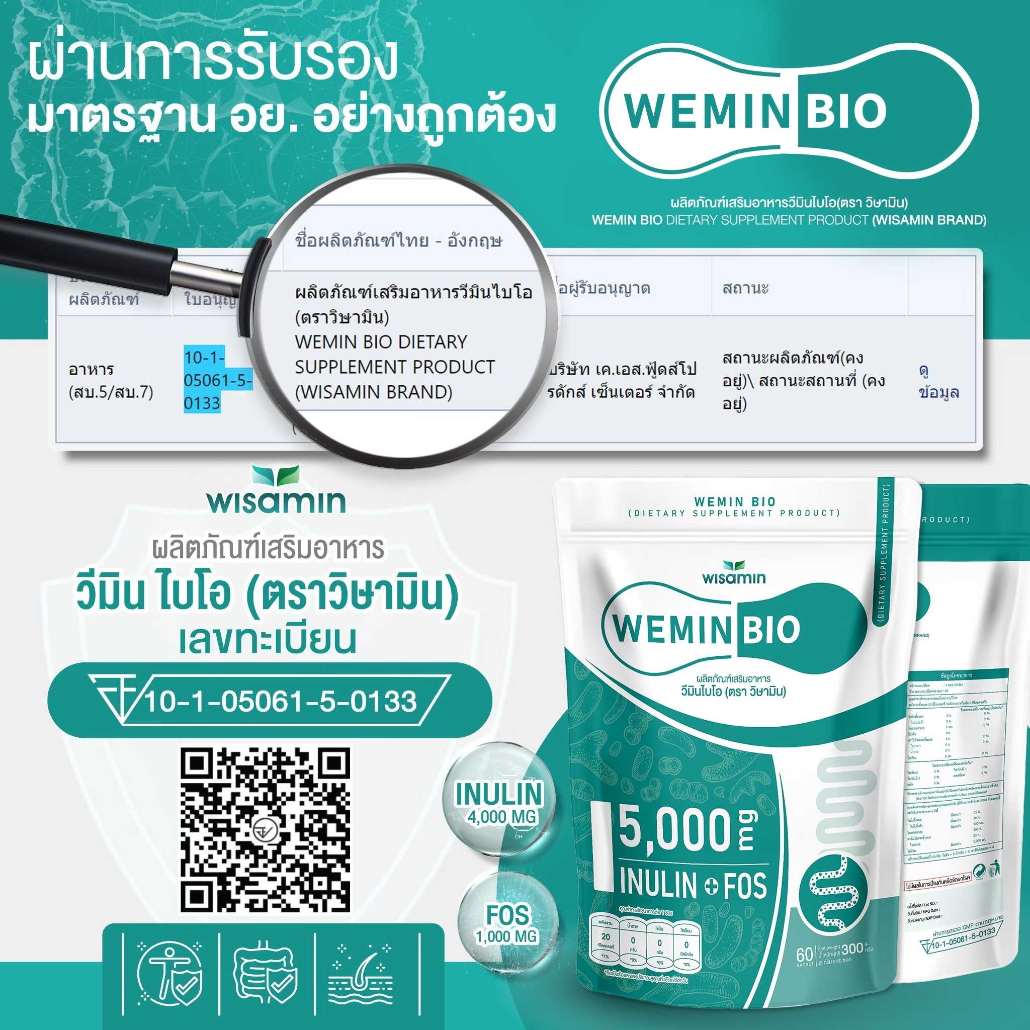(เซต 3 ถุง) WISAMIN Wemin Bio 60 ซอง + Posh Biowemin 30 ซอง + Posh Bio Gluta Plus 30 ซอง (ตราวิษามิน)