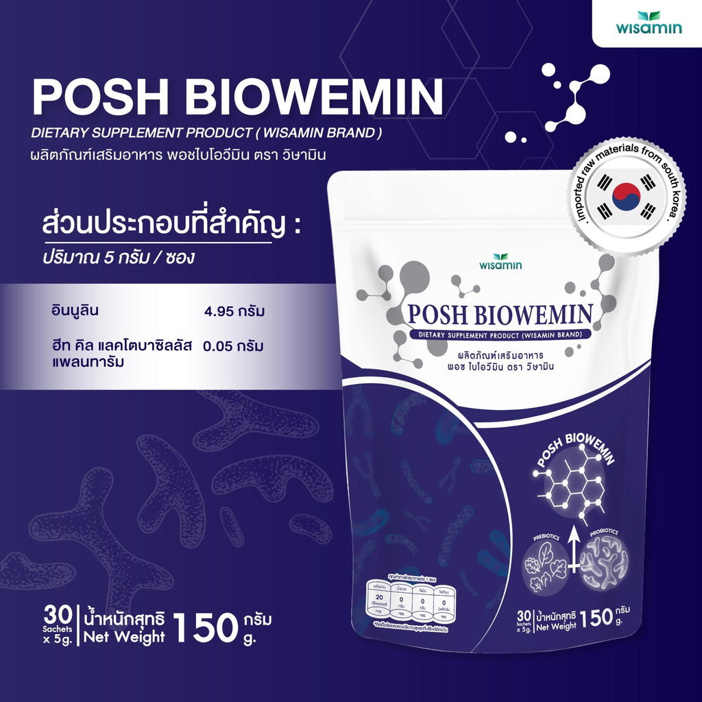 (แพคคู่ 2 ชิ้น) WISAMIN Posh Bio Wemin พอช ไบโอวีมิน โพสไบโอติกส์ (ตราวิษามิน) รวม 60 ซอง