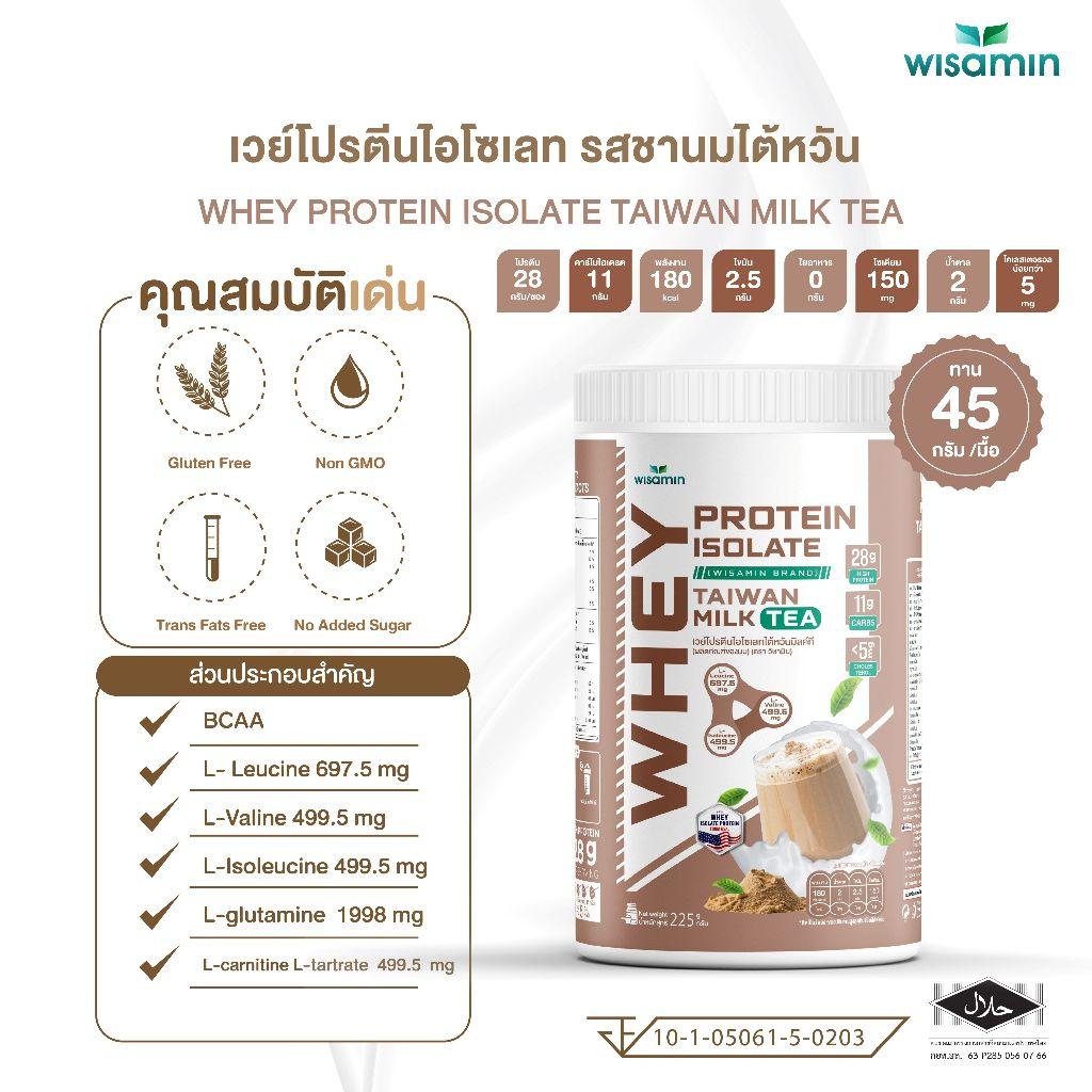 ซื้อ 1 แถม 1 WISAMIN Whey Protein Isolate เวย์โปรตีน ไอโซเลท 11 รสชาติ (ตราวิษามิน) รวม 450 กรัม