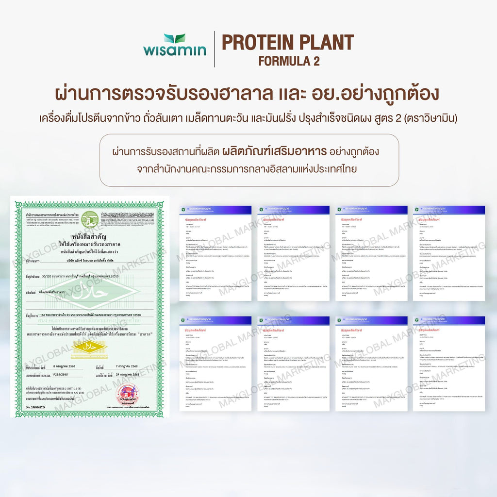 WISAMIN Protein Plant โปรตีนพืช สูตร 2 (ตราวิษามิน) ชนิดซอง 40 กรัม
