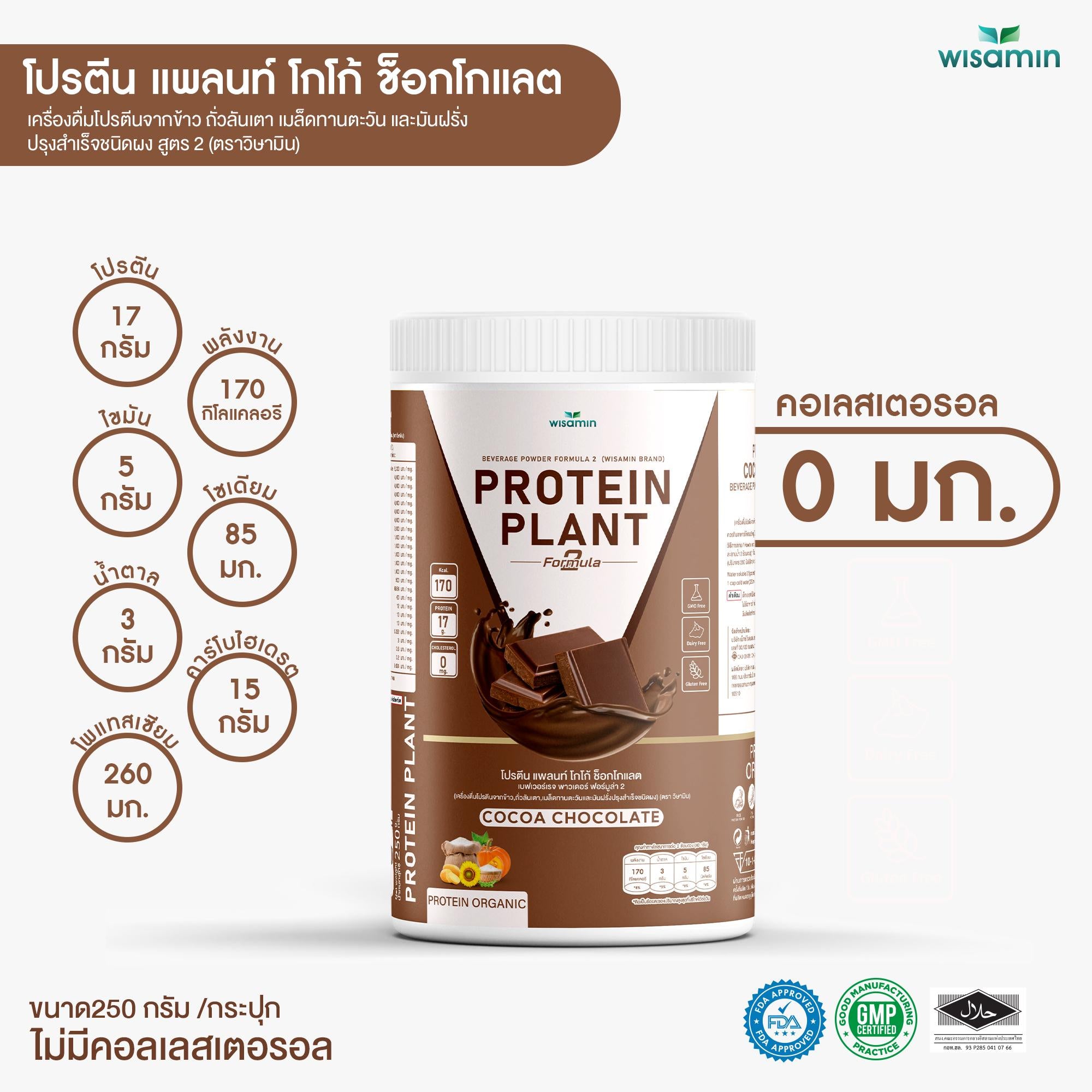 ซื้อ 1 แถม 1 WISAMIN Protein Plant โปรตีนพืช สูตร 2 (ตราวิษามิน) 2 กระปุก รวม 500 กรัม