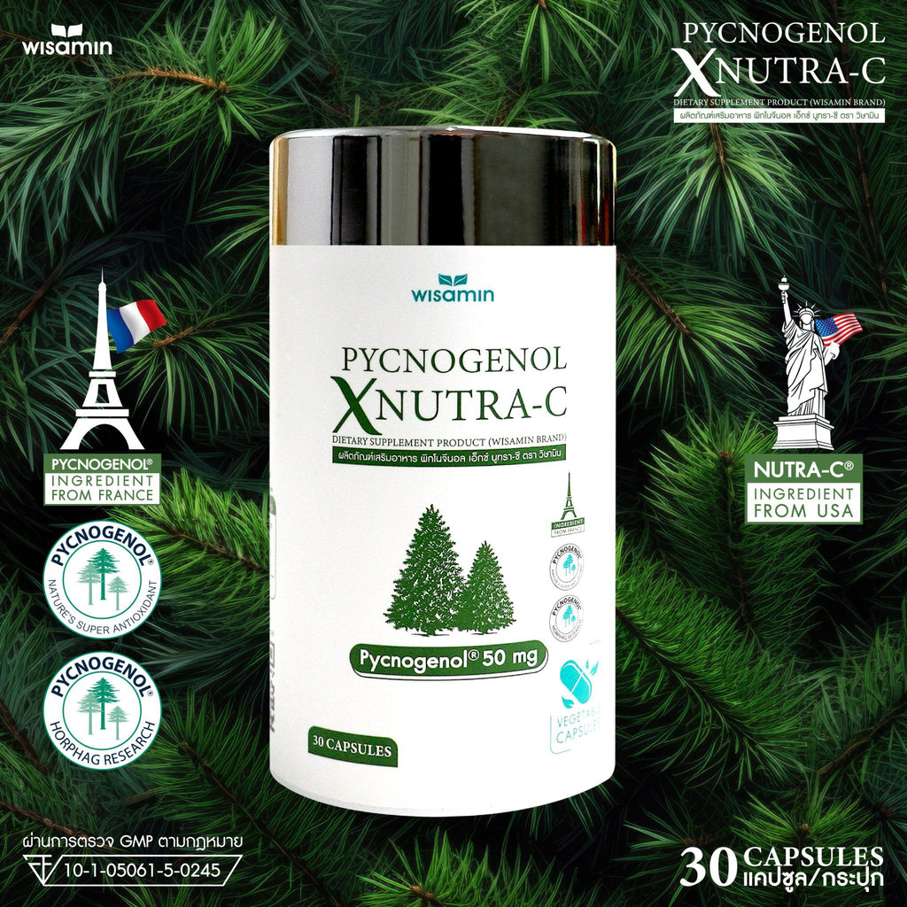 WISAMIN Pycnogenol X Nutra-C พิกโนจีนอล เอ็กซ์ นูทรา-ซี (ตราวิษามิน) 30 แคปซูล