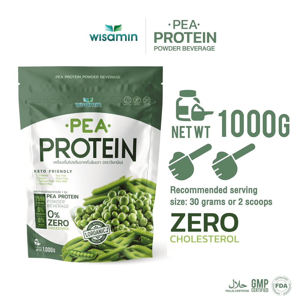 WISAMIN Pea Protein Isolate พีโปรตีนไอโซเลท (ตราวิษามิน) ปริมาณ 1kg (1,000g)