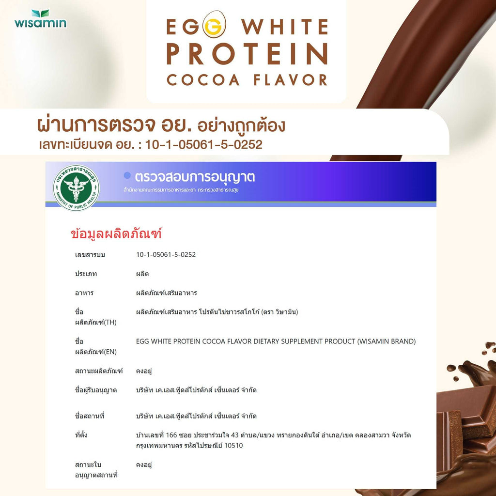 WISAMIN Egg White Protein ผงโปรตีนไข่ขาว 3 รสชาติ (ตราวิษามิน) 315 กรัม
