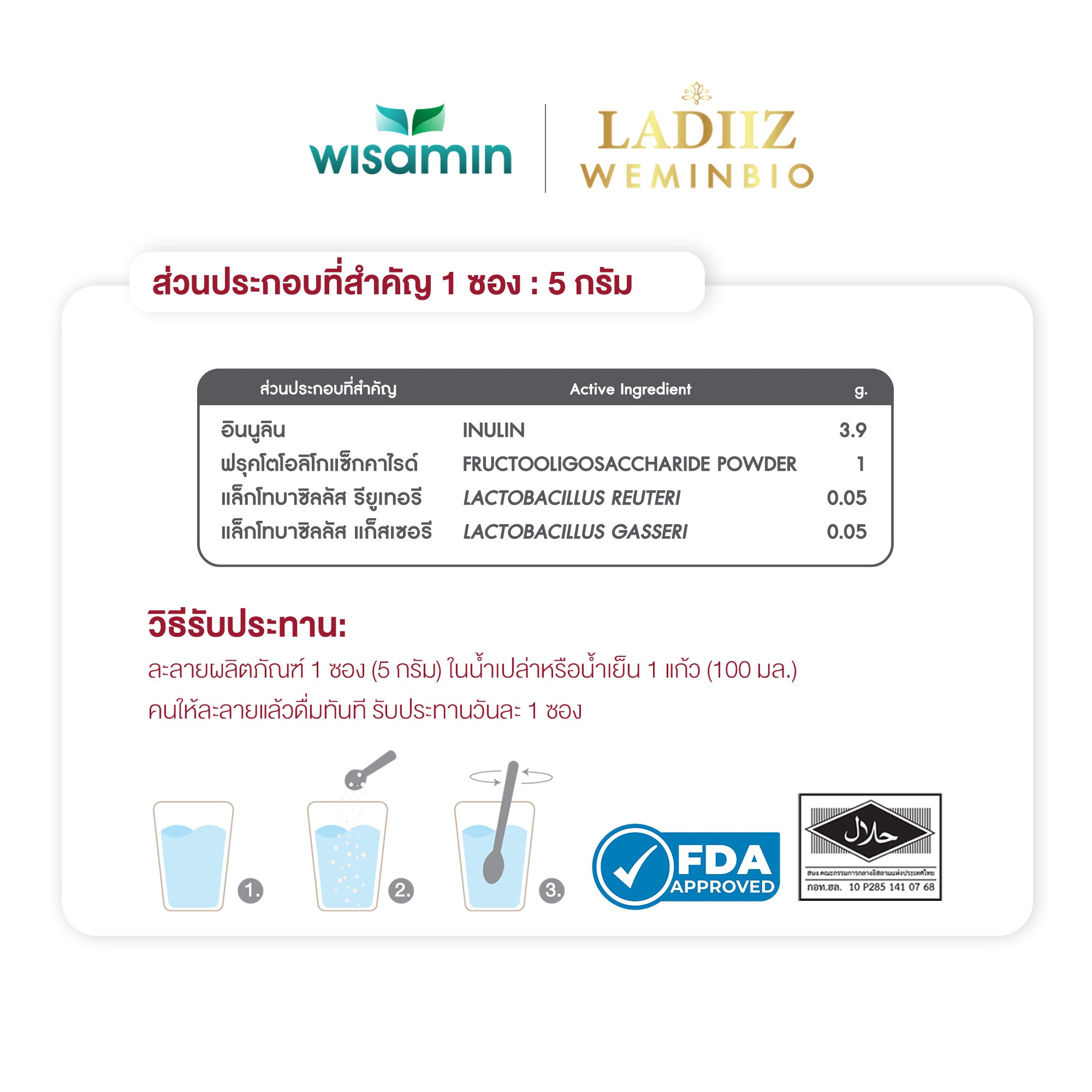 (เซตคู่) WISAMIN Ladiiz ลาดิซ วีมินไบโอ 30 ซอง + Posh Bio Gluta พอช ไบโอ กลูต้า 30 ซอง (ตราวิษามิน)