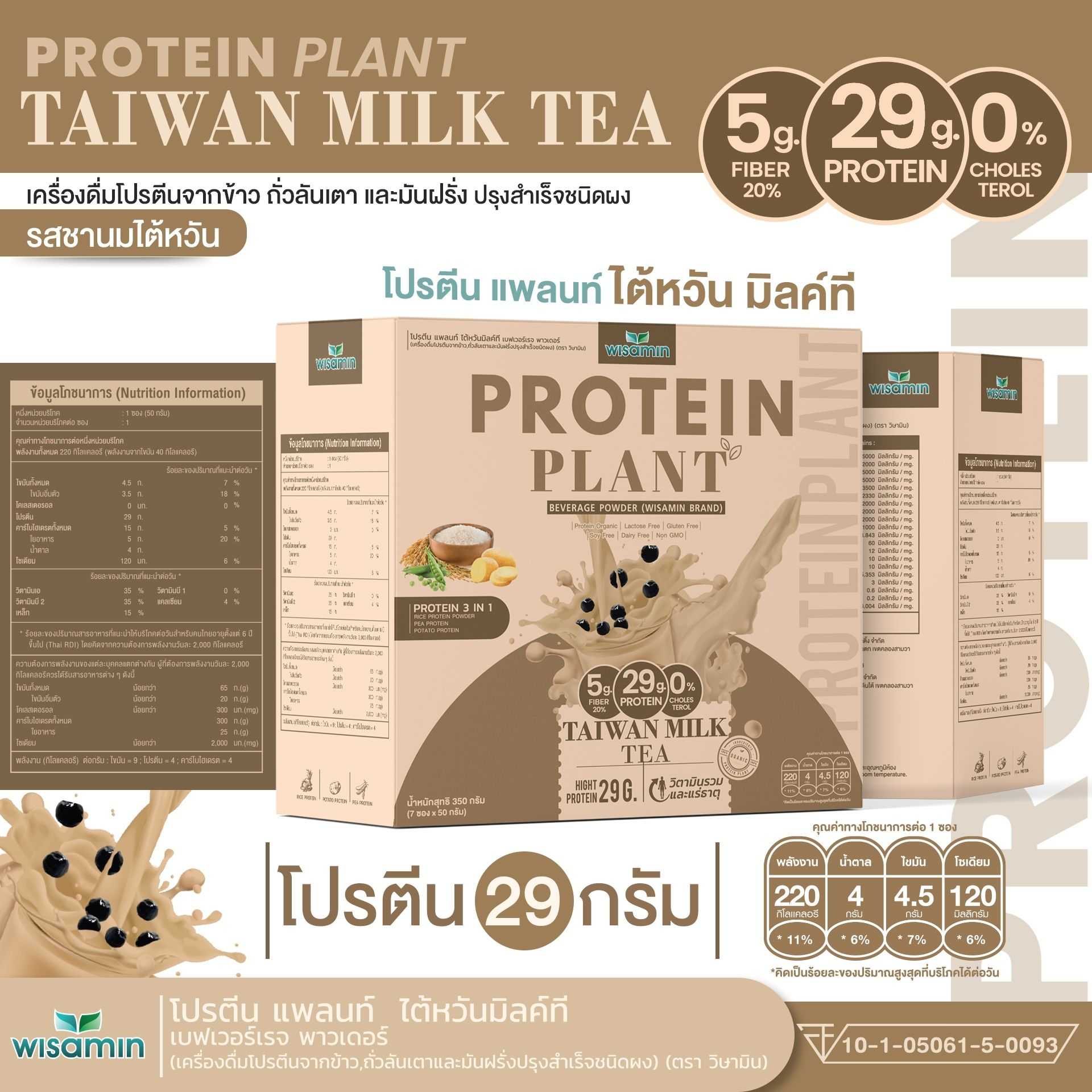 ซื้อ 1 แถม 1 WISAMIN Protein Plant โปรตีนพืช สูตร 1 (ตราวิษามิน) 2 กล่อง รวม 14 ซอง