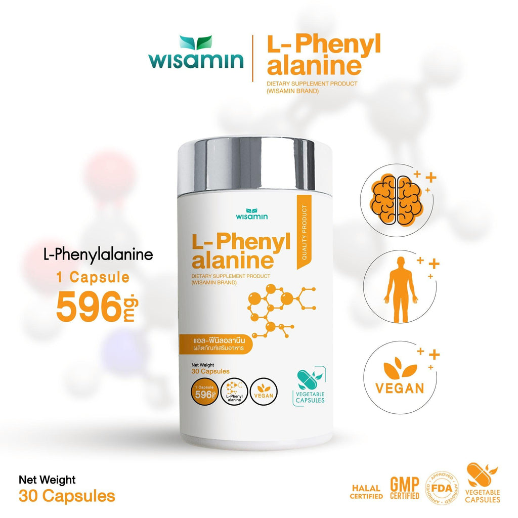 WISAMIN L-Phenylalanine แอล-ฟีนิลอลานีน 500 mg (ตราวิษามิน) 30 แคปซูล