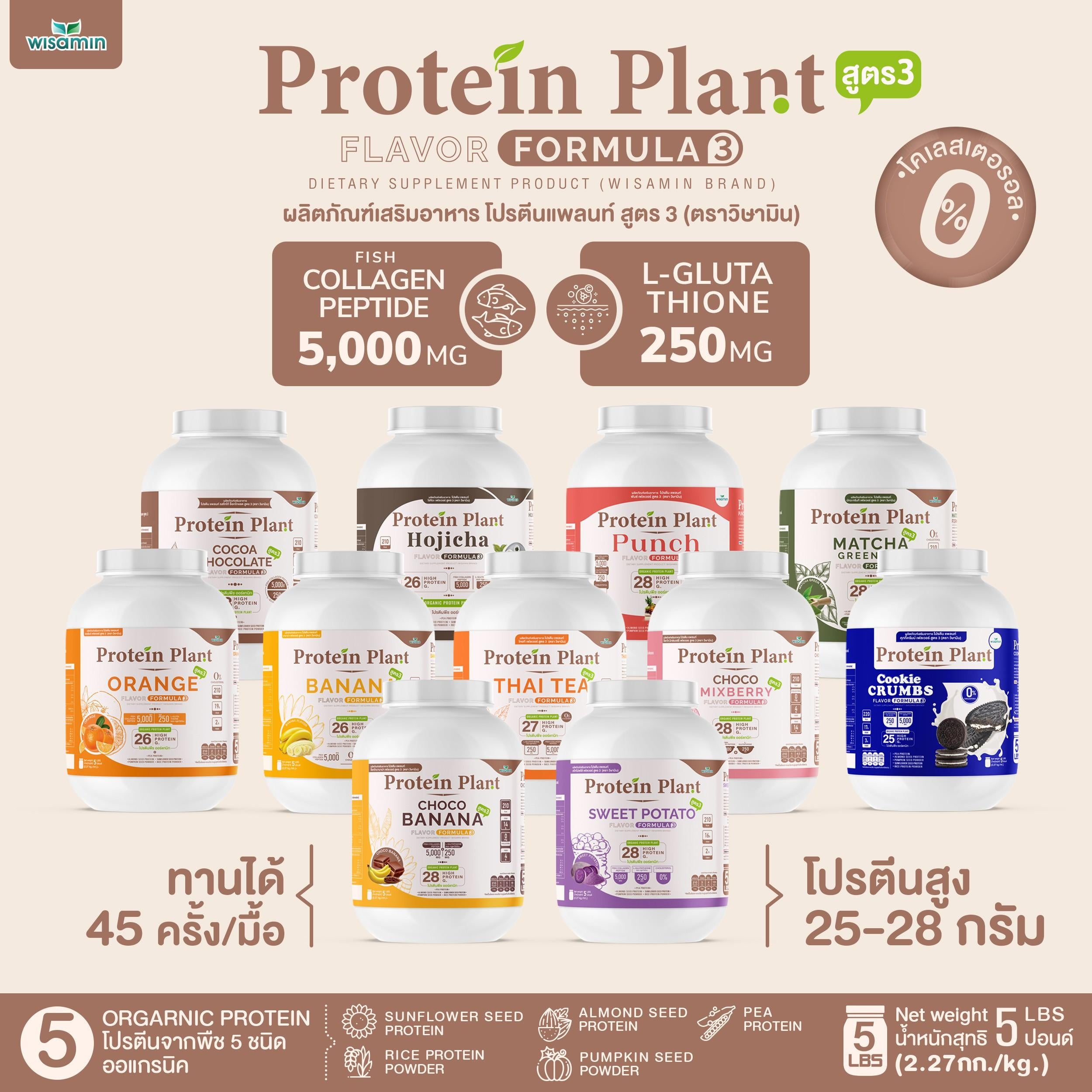 WISAMIN Protein Plant โปรตีนพืช สูตร 3 (ตราวิษามิน) 5 ปอนด์ 2.27kg
