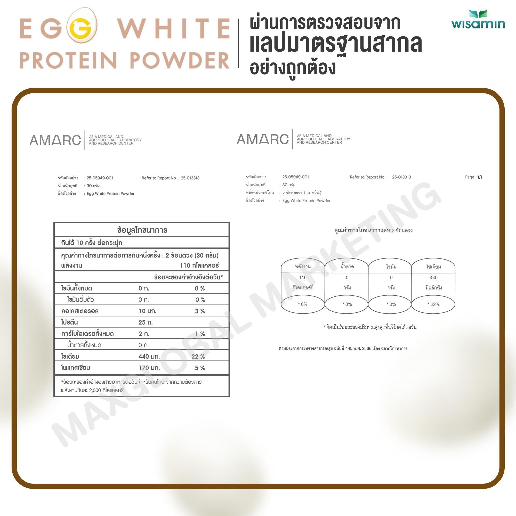 WISAMIN Egg White Protein Powder ผงโปรตีนไข่ขาว 100% (ตราวิษามิน) 300 กรัม