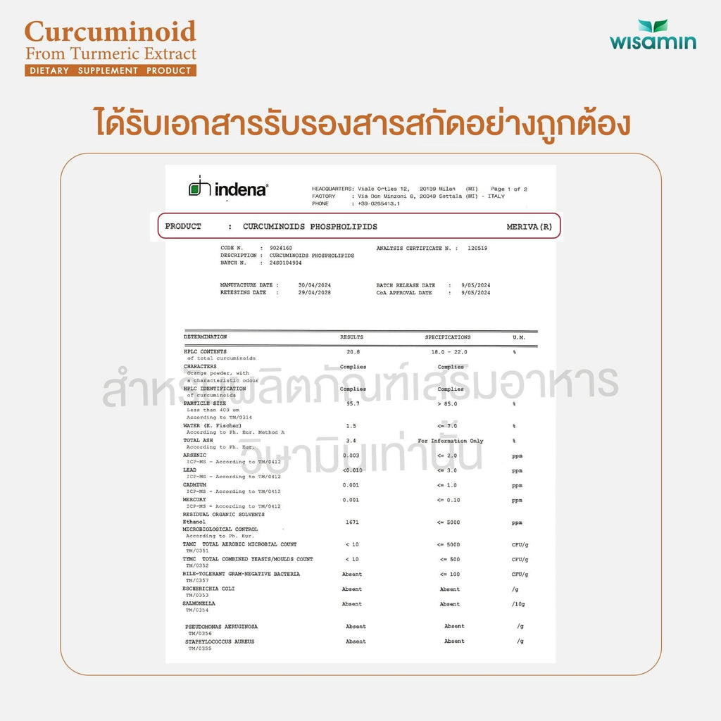 WISAMIN Curcuminoid เคอร์คูมินอยด์ สารสกัดจากขมิ้น 500 mg (ตราวิษามิน) 30 แคปซูล