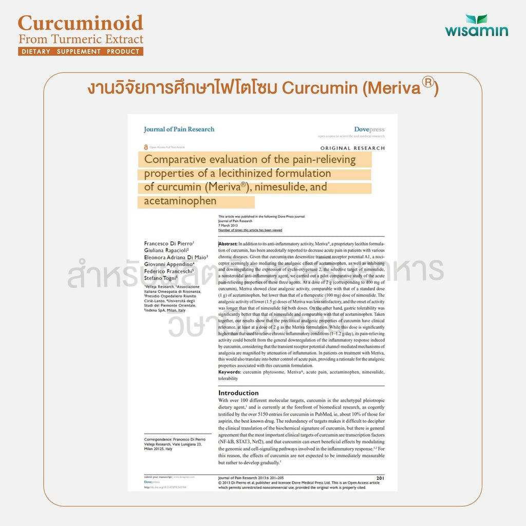 WISAMIN Curcuminoid เคอร์คูมินอยด์ สารสกัดจากขมิ้น 500 mg (ตราวิษามิน) 30 แคปซูล