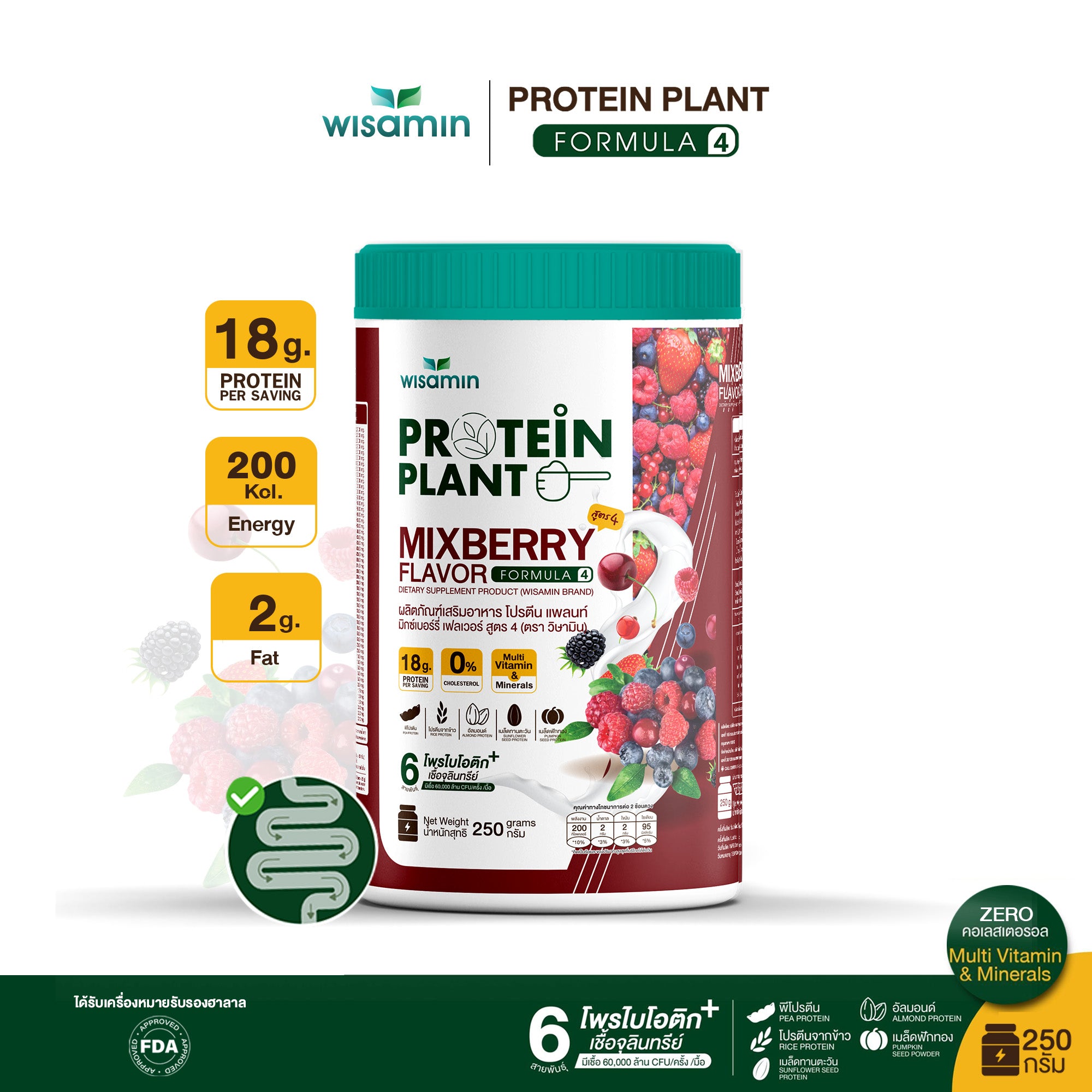 WISAMIN Protein Plant โปรตีนพืช สูตร 4 (ตราวิษามิน) 250 กรัม