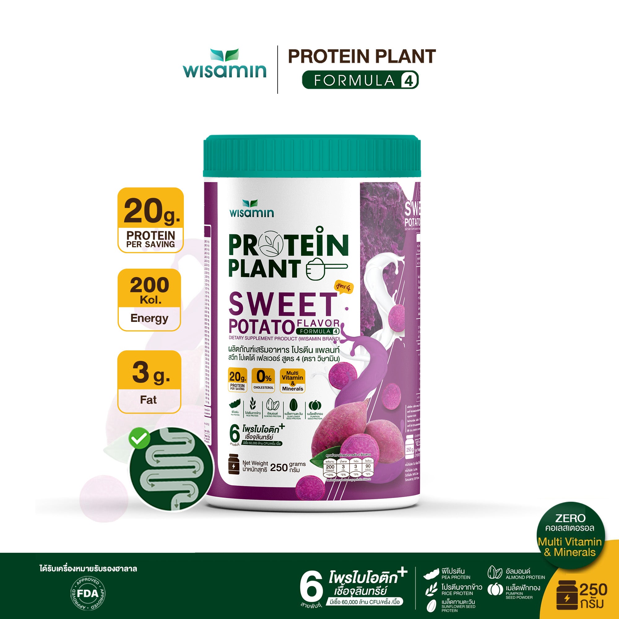 WISAMIN Protein Plant โปรตีนพืช สูตร 4 (ตราวิษามิน) 250 กรัม