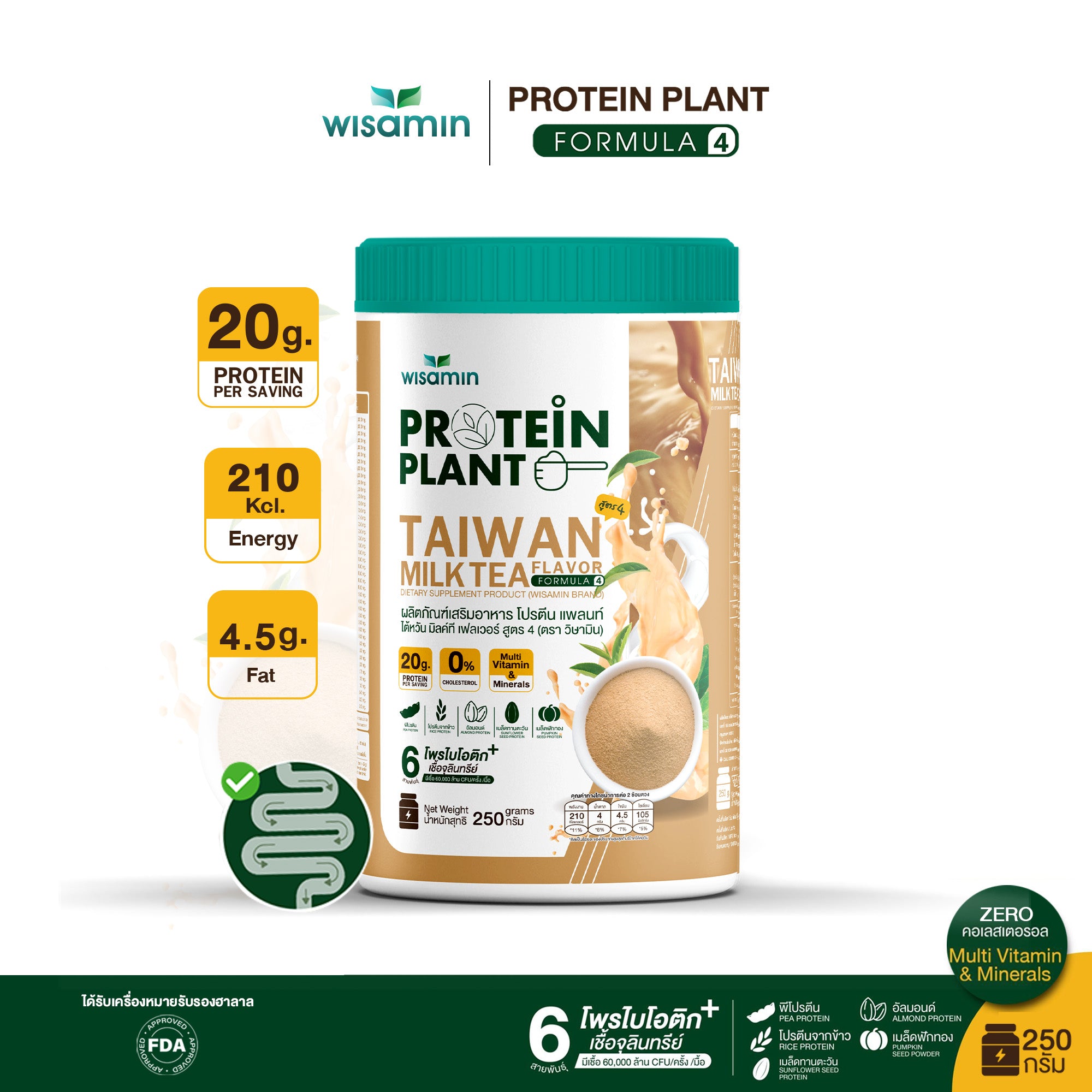 WISAMIN Protein Plant โปรตีนพืช สูตร 4 (ตราวิษามิน) 250 กรัม